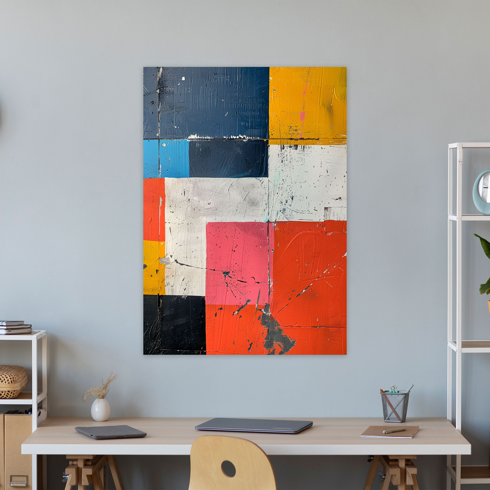 Cubaction Paintingism Bold Color Blocks Wall Art - Action Painting, Canvas, Cubaction Paintingism, Wall Art