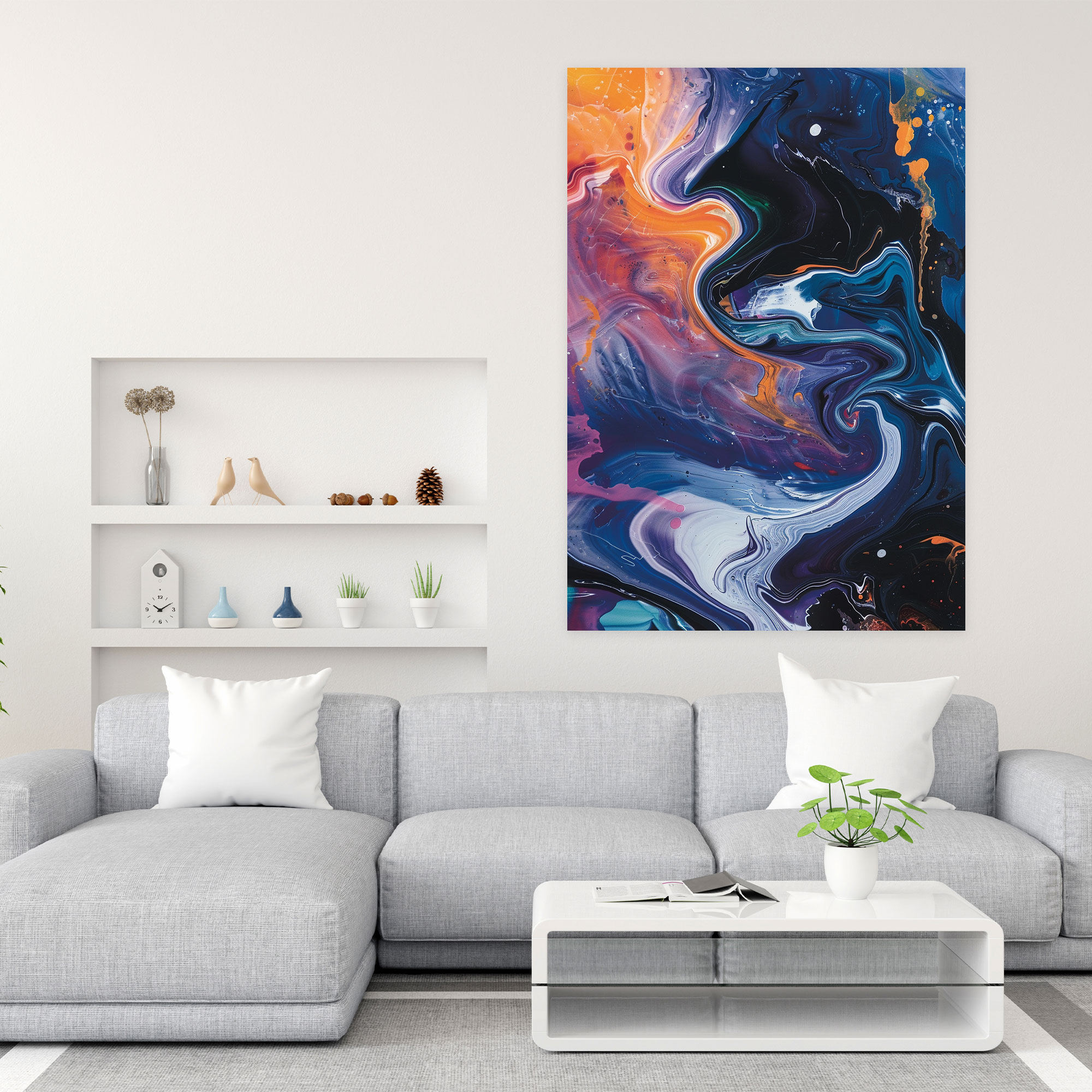 Cubaction Paintingism Fluid Lines And Shapes Canvas Print - Action Painting, Cubaction Paintingism, Fluid Lines, Wall Decoration