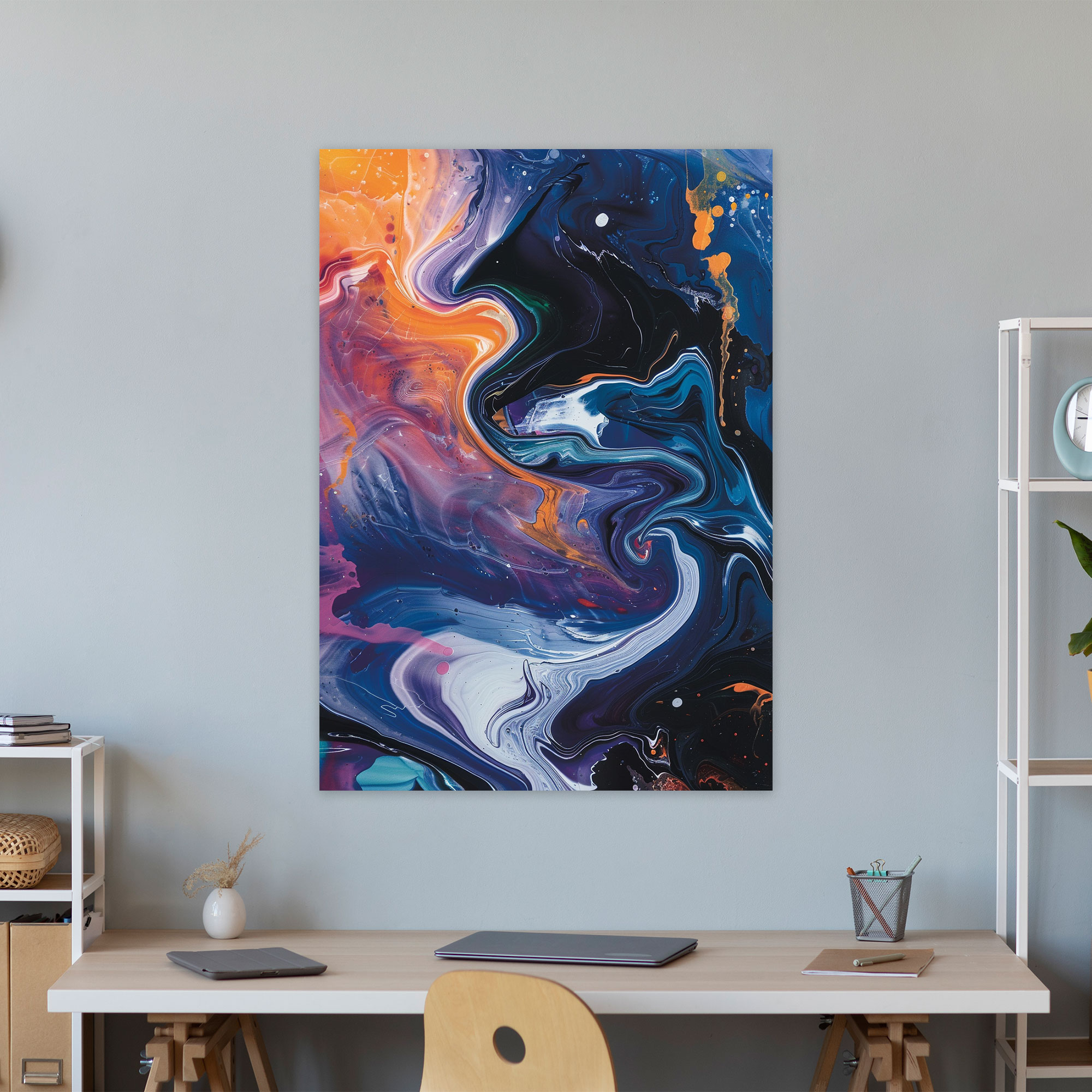 Cubaction Paintingism Fluid Lines And Shapes Canvas Print - Action Painting, Cubaction Paintingism, Fluid Lines, Wall Decoration