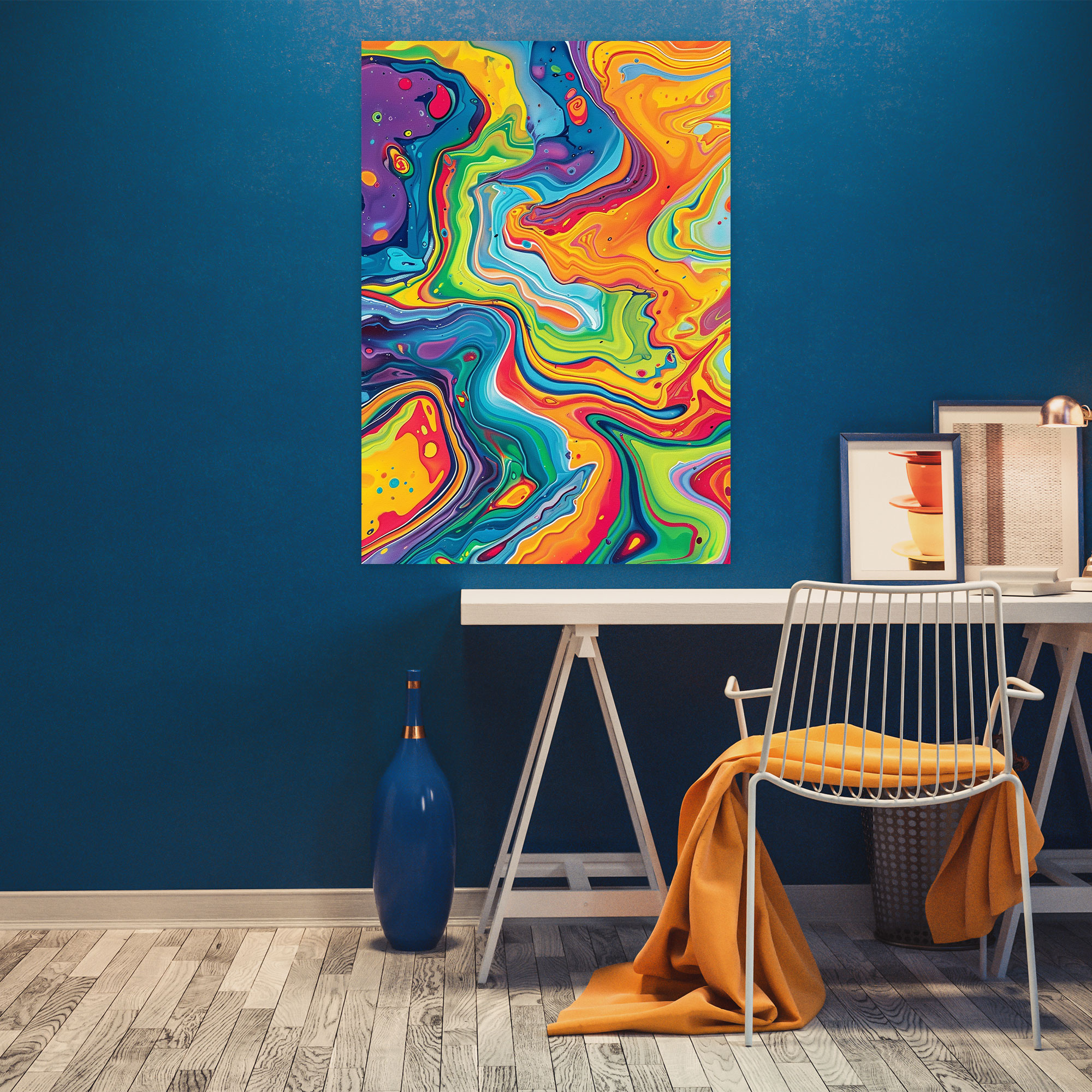 Cubaction Paintingism Vibrant Abstract Patterns Wall Art - Action Painting, Wall Art, Vibrant Colors, Cubaction Paintingism