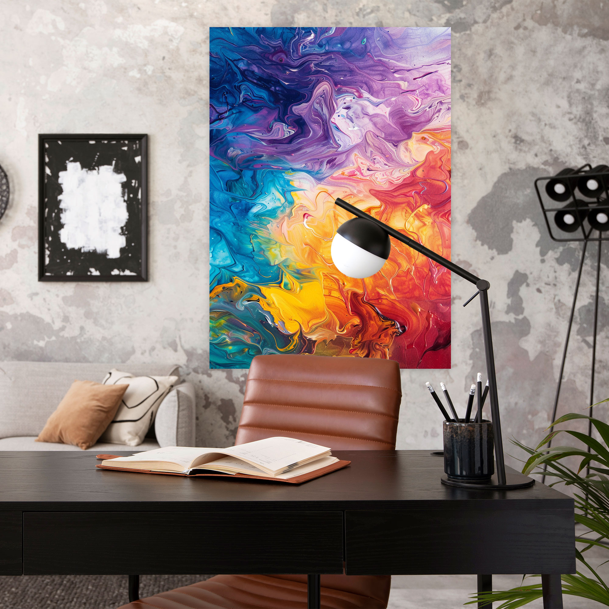 Action Painting Wall Decoration - Energetic Swirls - Action Painting, Action Painting, Wall Art, Wall Decoration