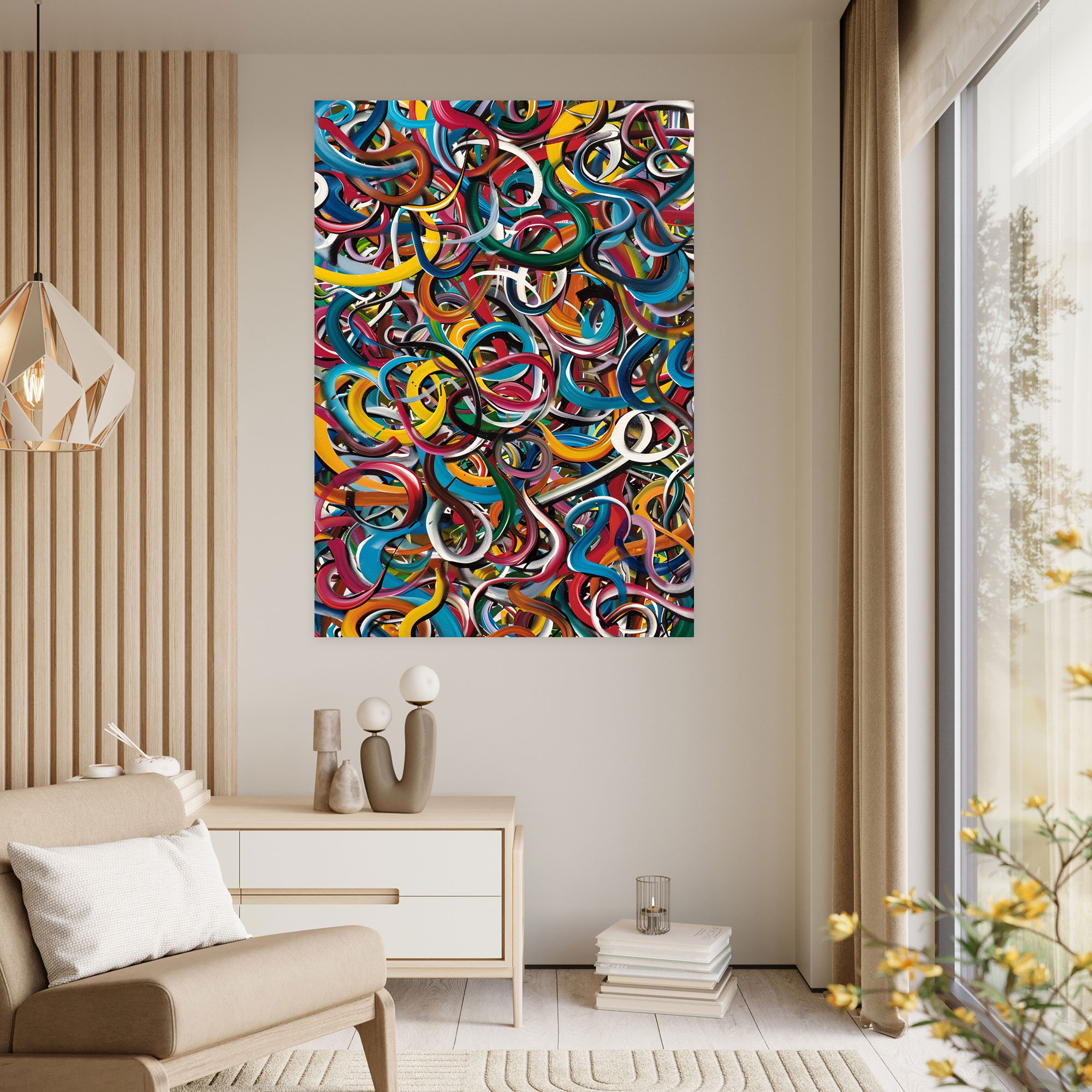 Action Painting Wall Art - Swirling Lines - Action Painting, Canvas Print, Canvas Wall Art, Wall Decoration