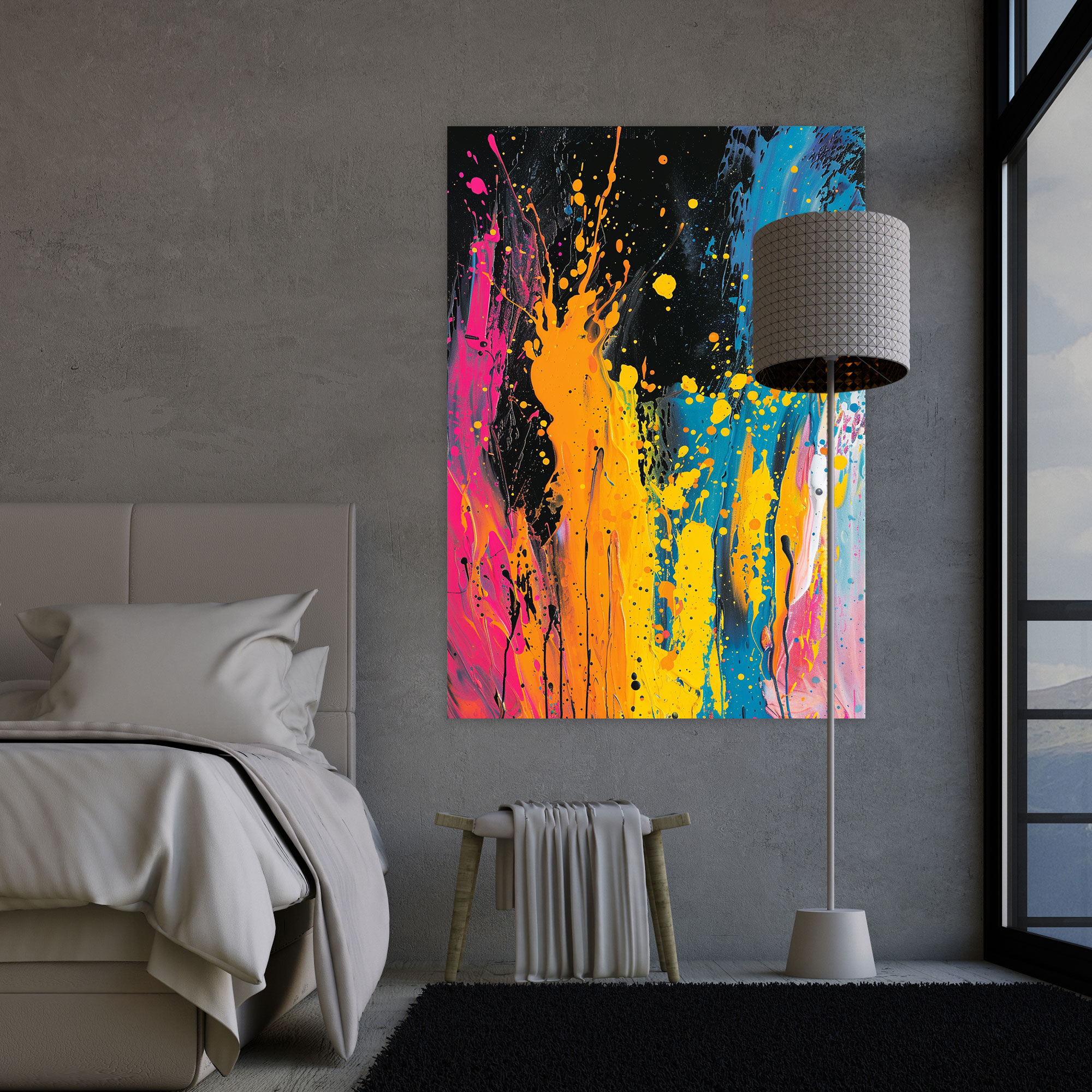 Action Painting Canvas Print - Vibrant Splashes - Action Painting, Wall Decoration, Home Decoration, Wall Art