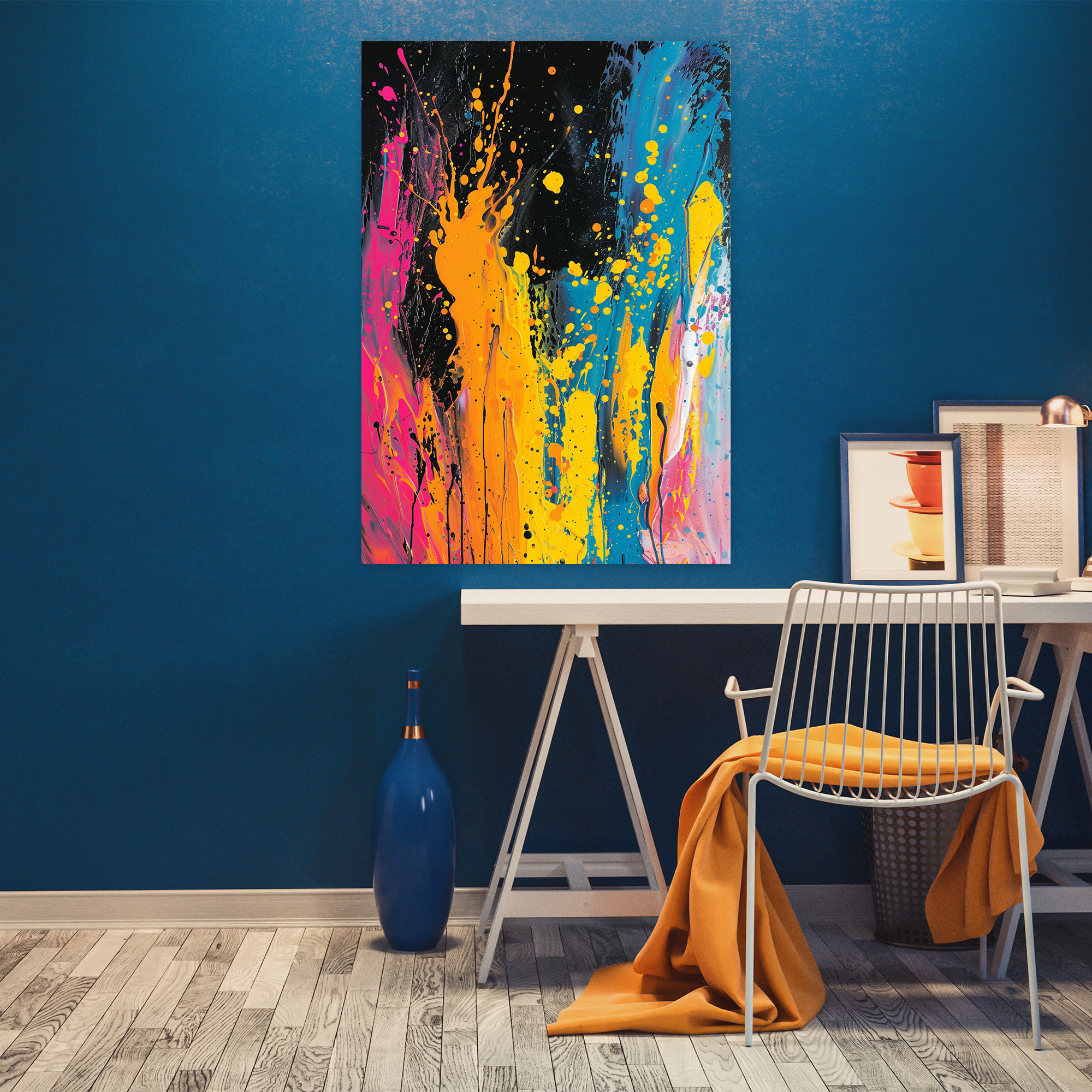 Action Painting Canvas Print - Vibrant Splashes - Action Painting, Wall Decoration, Home Decoration, Wall Art