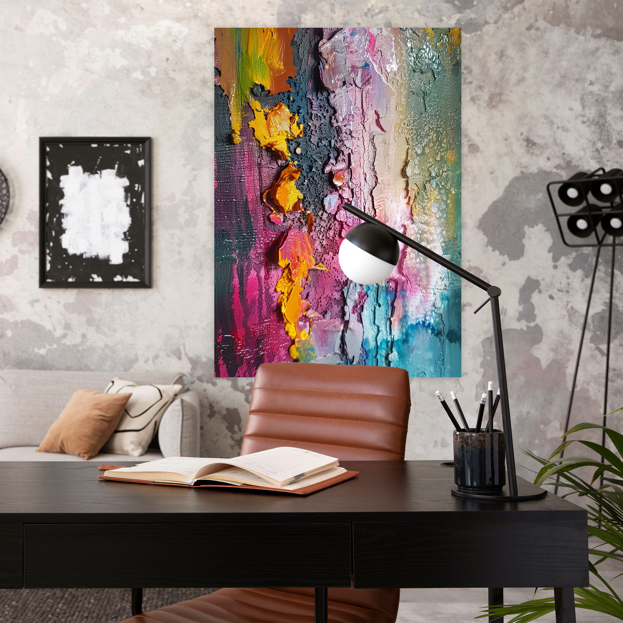 Action Painting Wall Decoration - Textured Layers - Action Painting, Canvas Wall Art, Canvas, Canvas Print