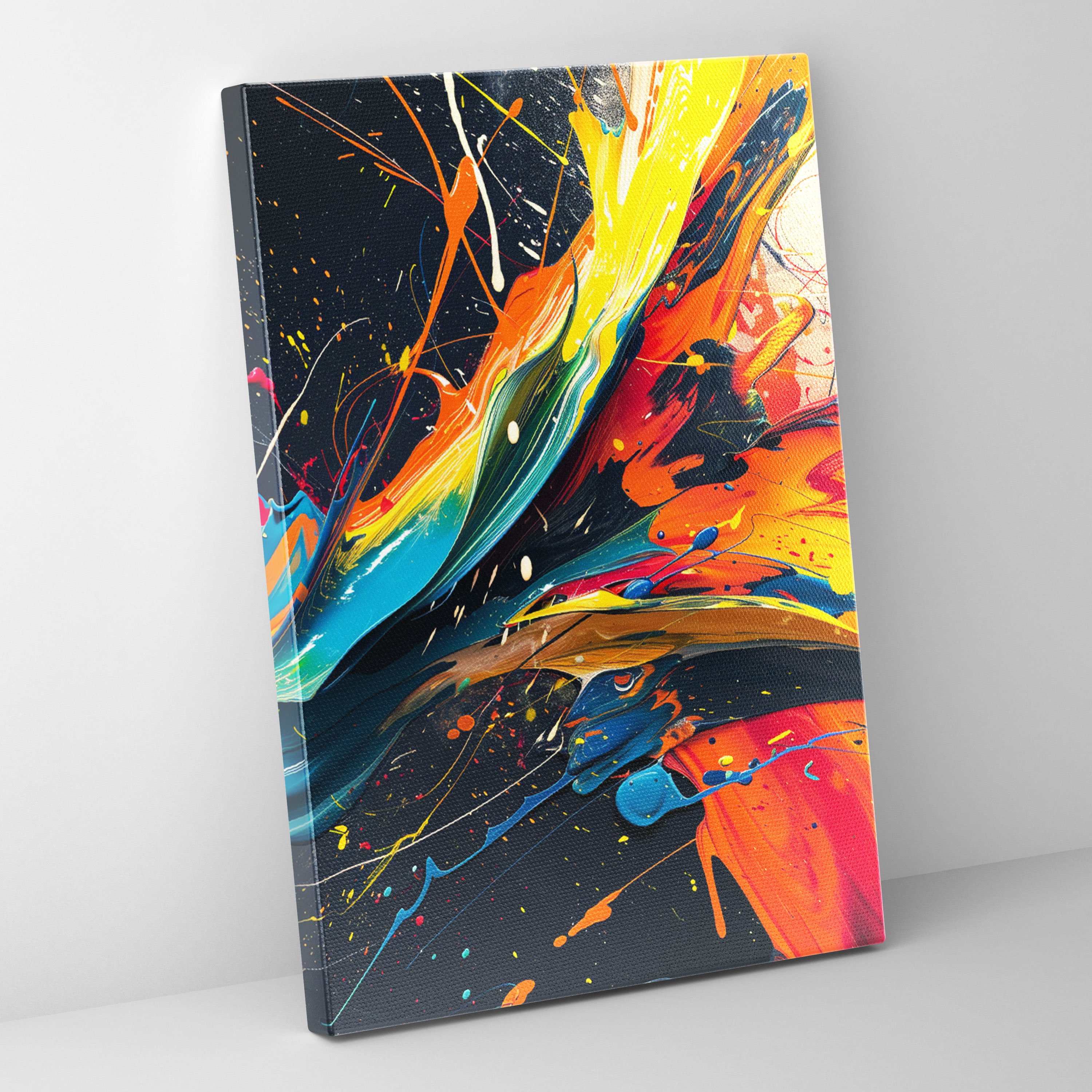 Expressive Action Painting Wall Art - Action Painting, Wall Decoration, Canvas, Canvas Print