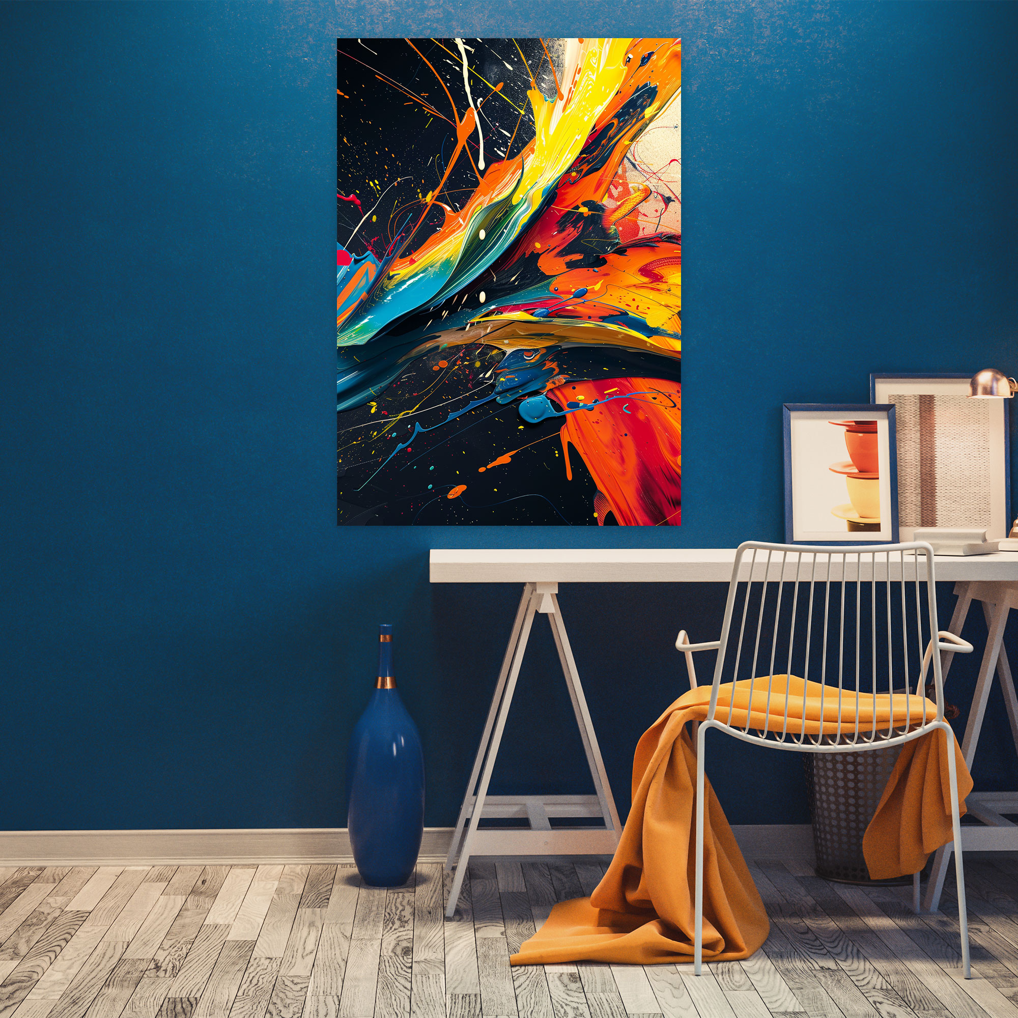 Expressive Action Painting Wall Art - Action Painting, Wall Decoration, Canvas, Canvas Print