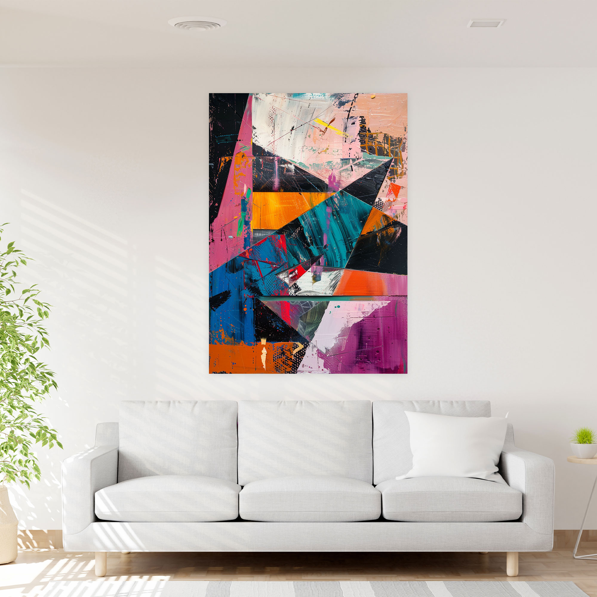 Geometric Action Painting Canvas Print - Action Painting, Canvas Print, Canvas Wall Art, Home Decoration