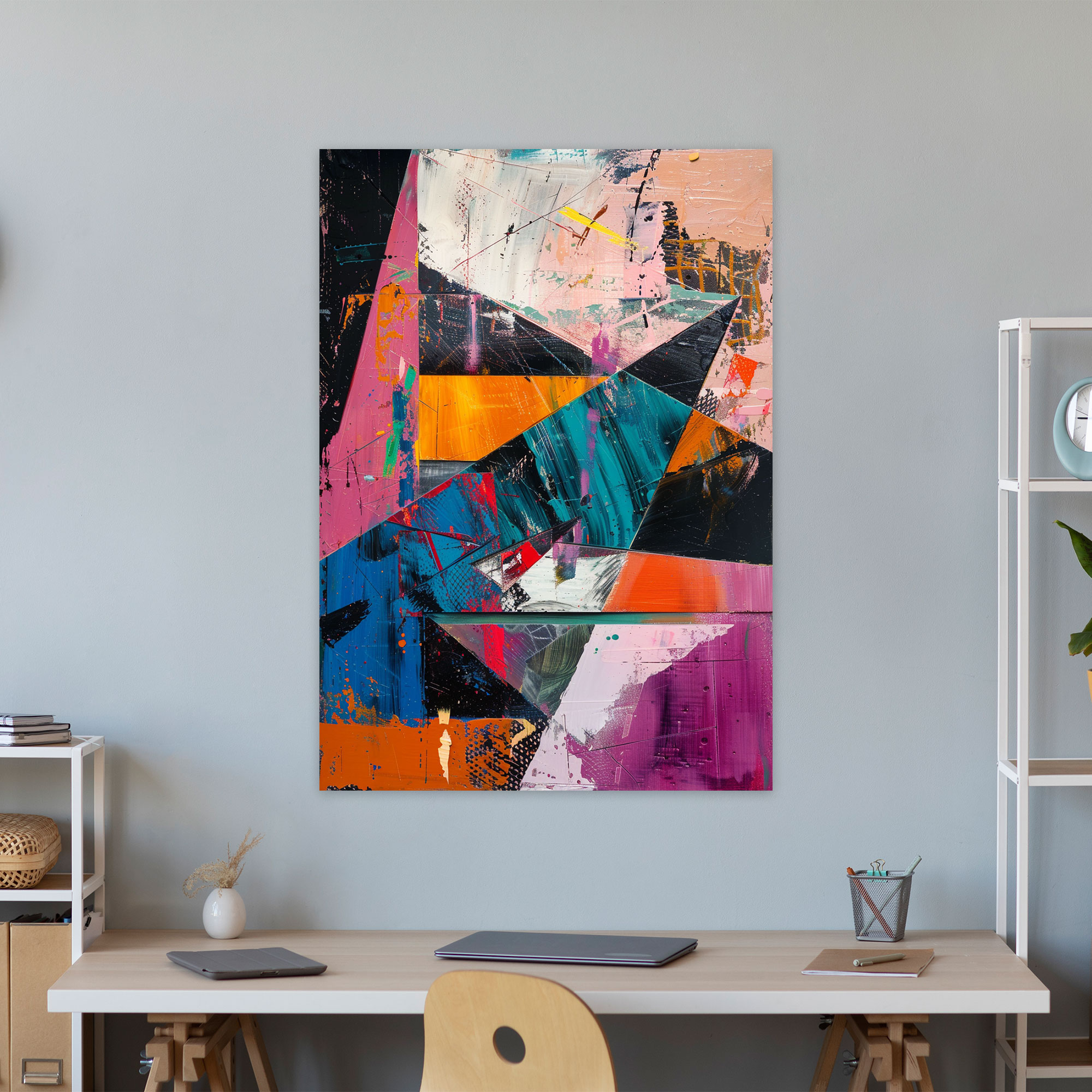 Geometric Action Painting Canvas Print - Action Painting, Canvas Print, Canvas Wall Art, Home Decoration