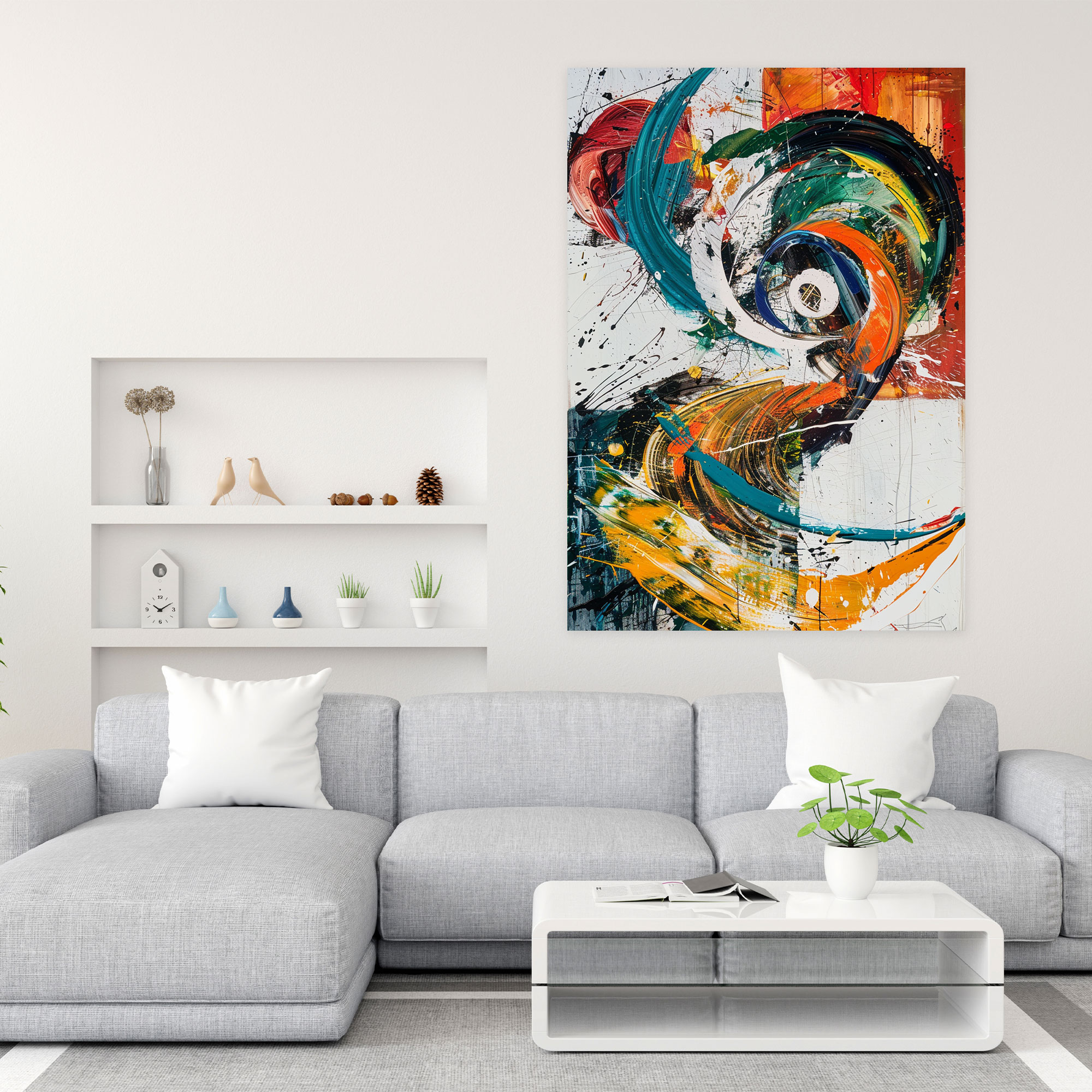 Swirling Movement Wall Art - Action Painting, Canvas, Home Decoration, Wall Art