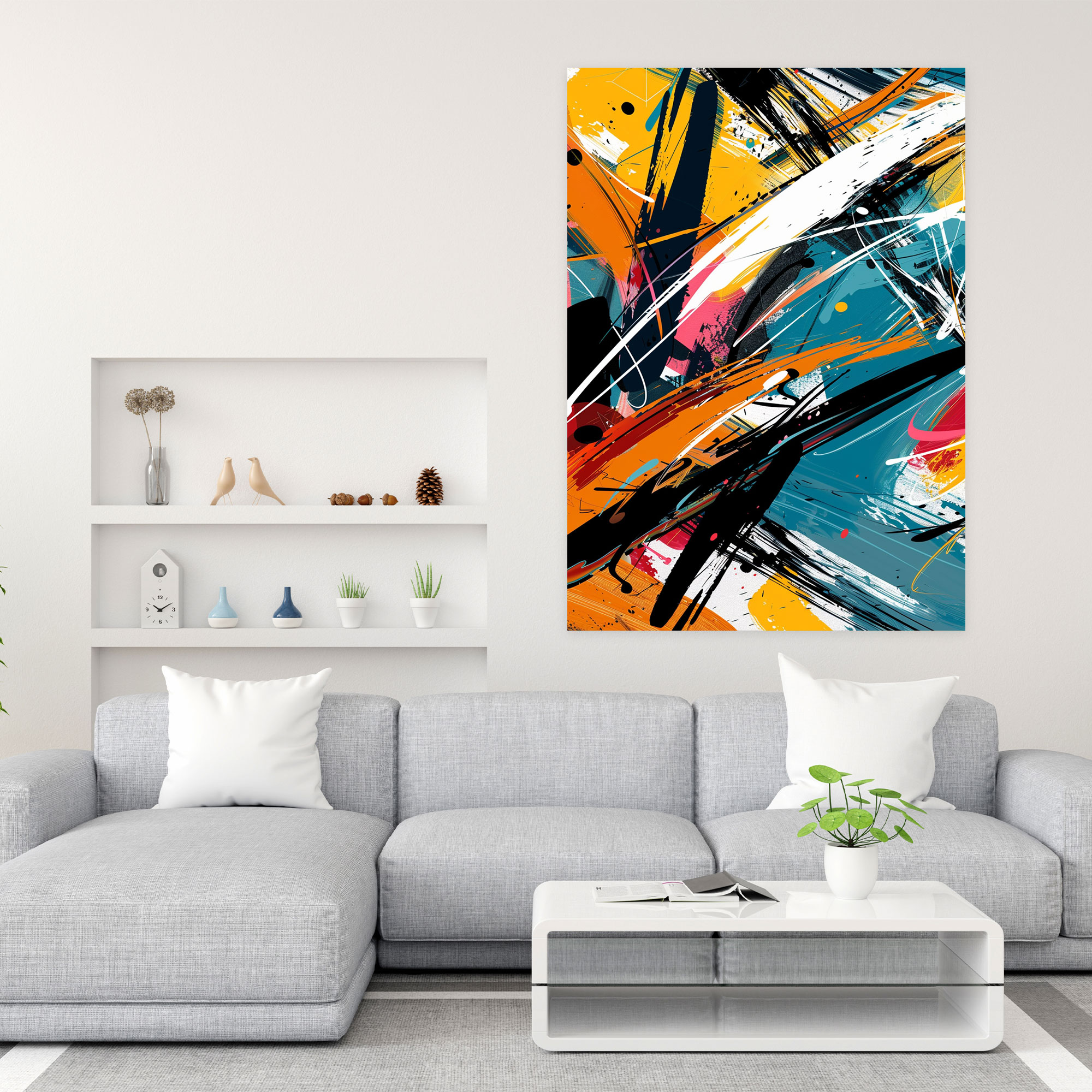 Dynamic Abstract Canvas Print - Action Painting, Home Decoration, Canvas Wall Art, Wall Art
