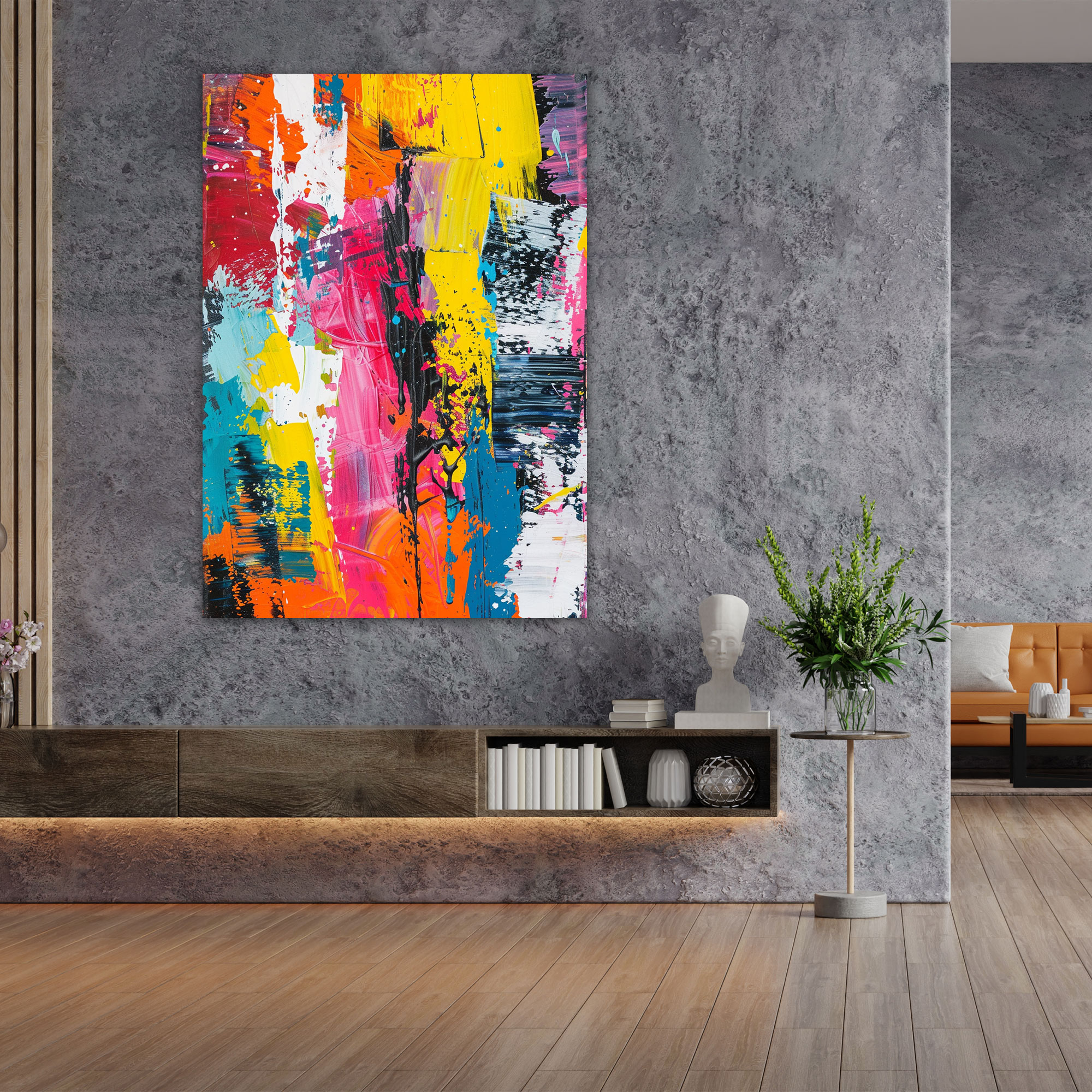 Action Painting Wall Art - Bold Brush Strokes Design - Action Painting, Wall Art, Canvas Wall Art, Wall Decoration