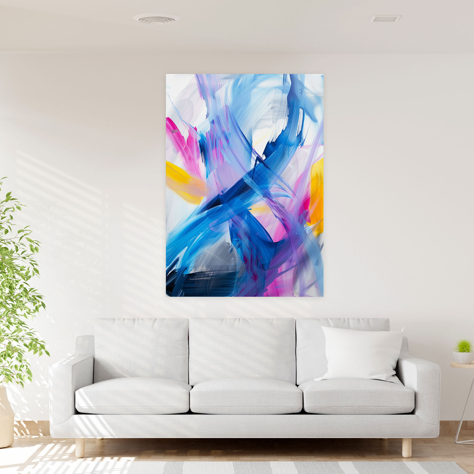 Abstract Action Painting Wall Art - Fluid Lines Design - Action Painting, Canvas Wall Art, Canvas, Wall Decoration