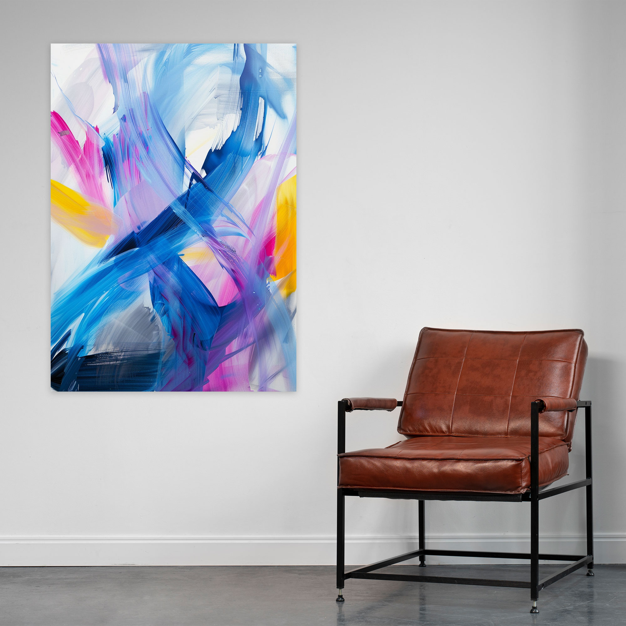 Abstract Action Painting Wall Art - Fluid Lines Design - Action Painting, Canvas Wall Art, Canvas, Wall Decoration