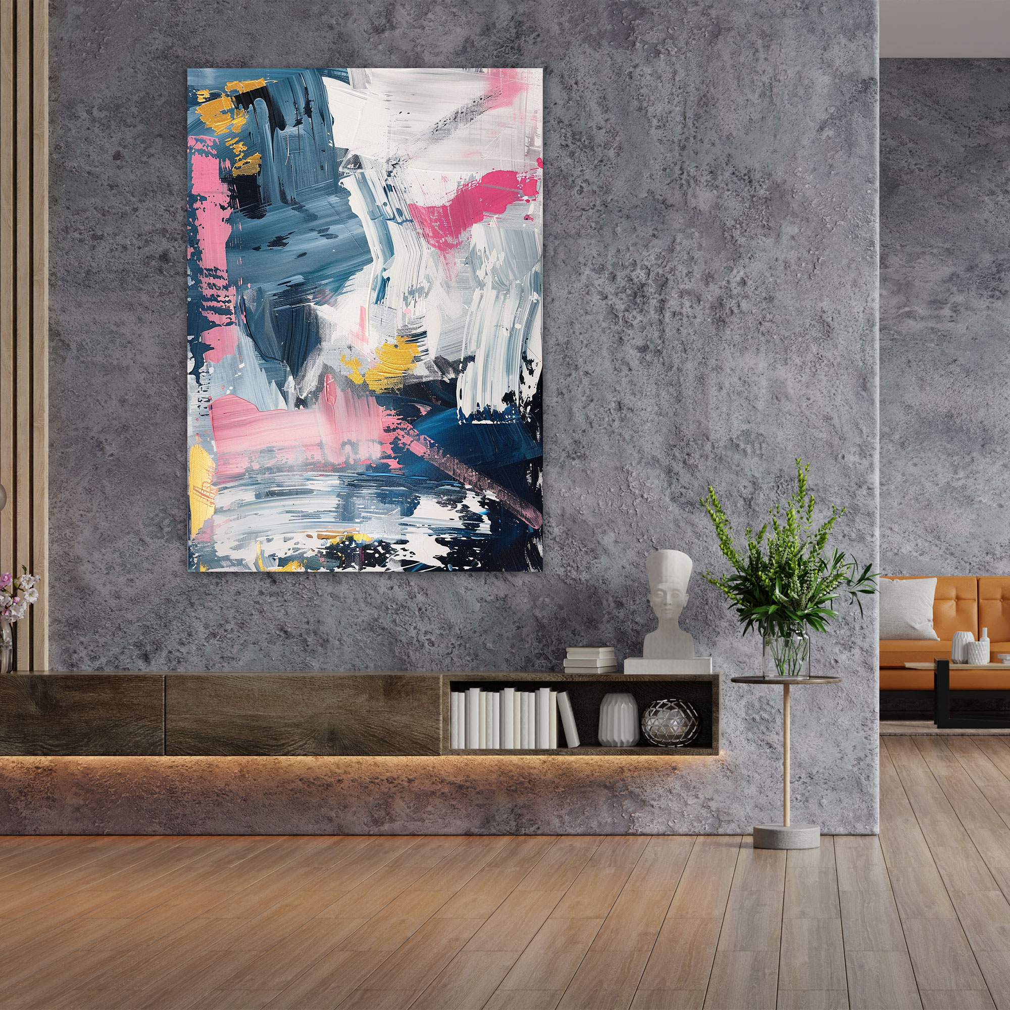 Abstract Action Painting Wall Art - Bold Strokes Design - Action Painting, Wall Decoration, Home Decoration, Canvas Wall Art