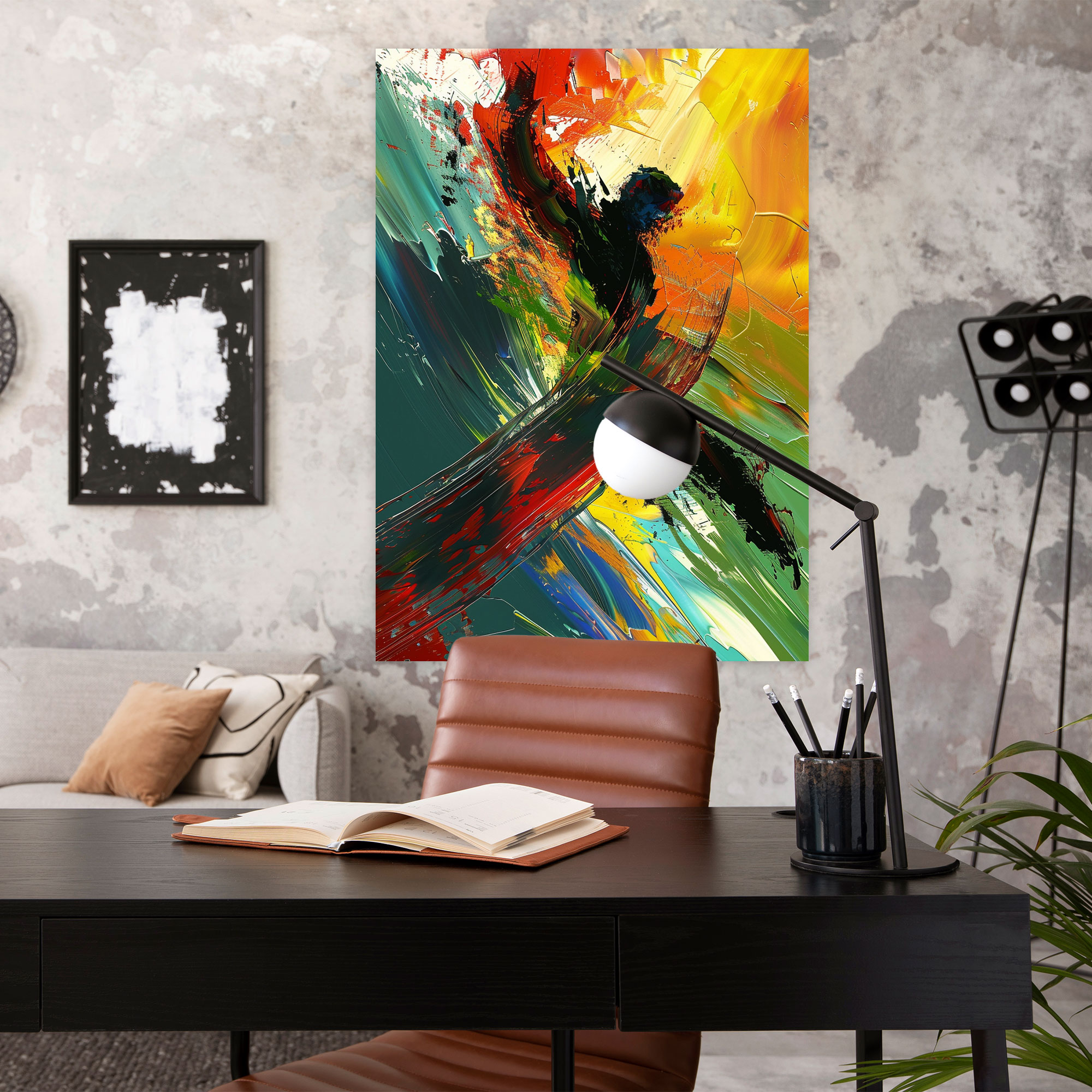Dynamic Action Painting Wall Art - Action Painting, Home Decoration, Canvas, Wall Decoration