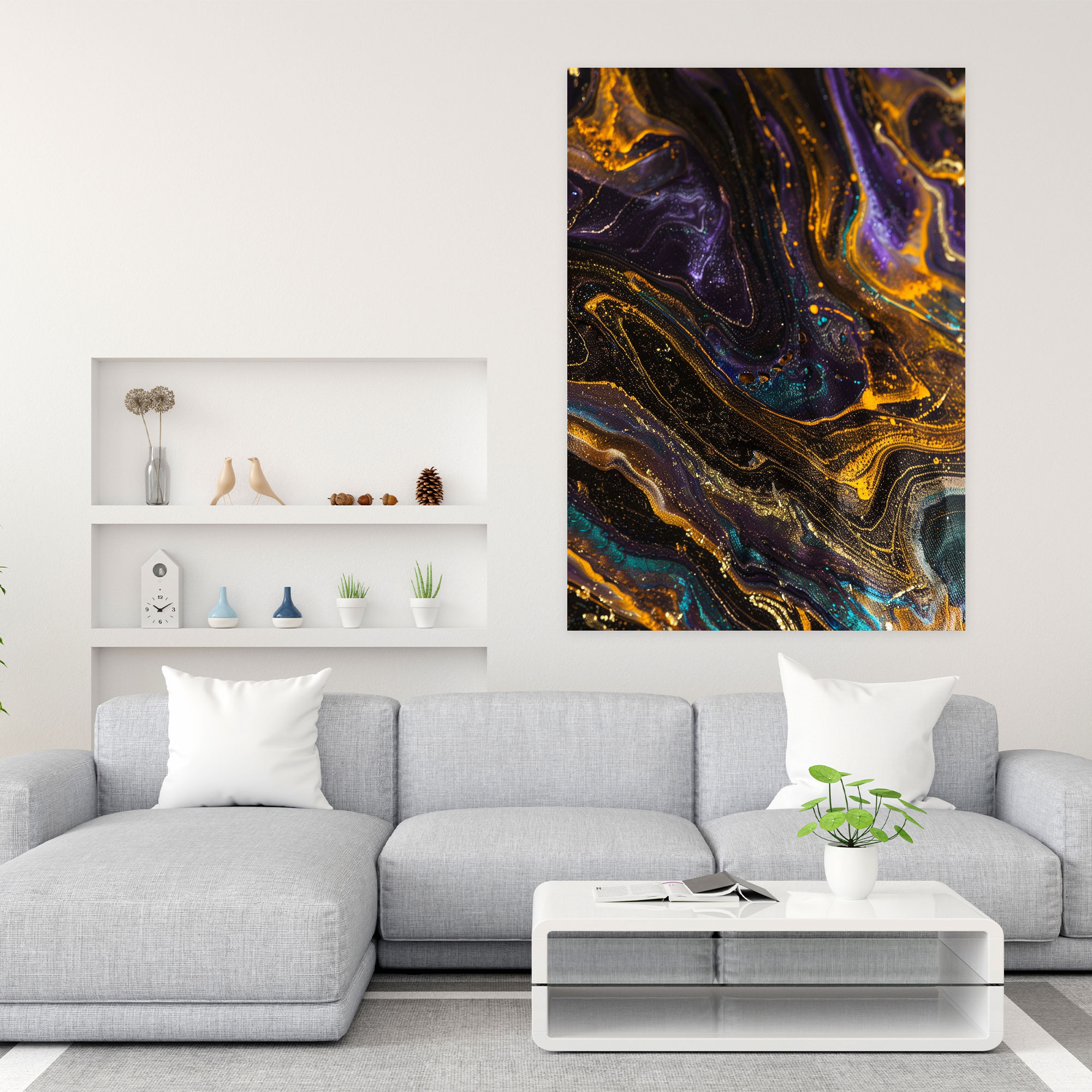Shimmering Metallics Action Painting Canvas Print - Action Painting, Home Decoration, Action Painting, Wall Decoration