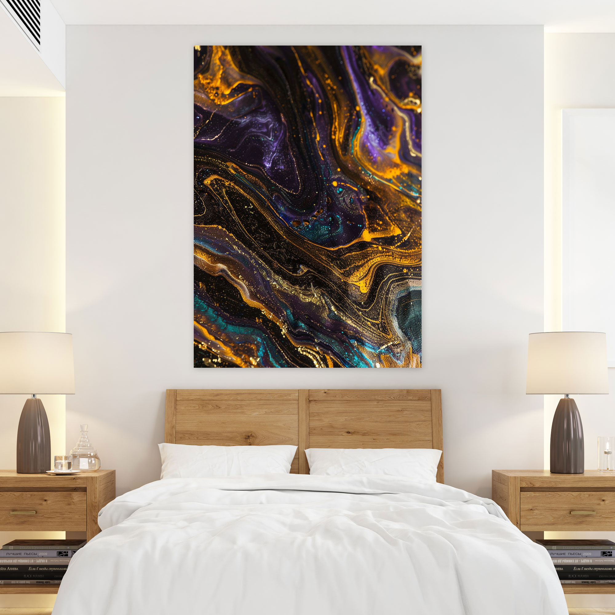 Shimmering Metallics Action Painting Canvas Print - Action Painting, Home Decoration, Action Painting, Wall Decoration