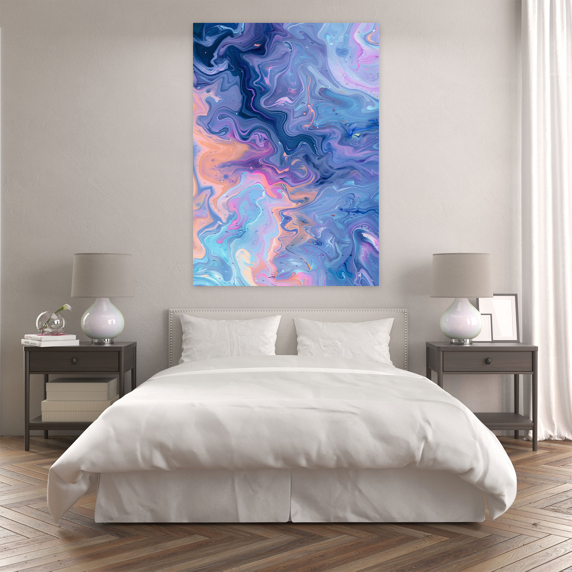 Pastel Swirls Action Painting Canvas Print - Action Painting, Home Decoration, Canvas Wall Art, Wall Decoration