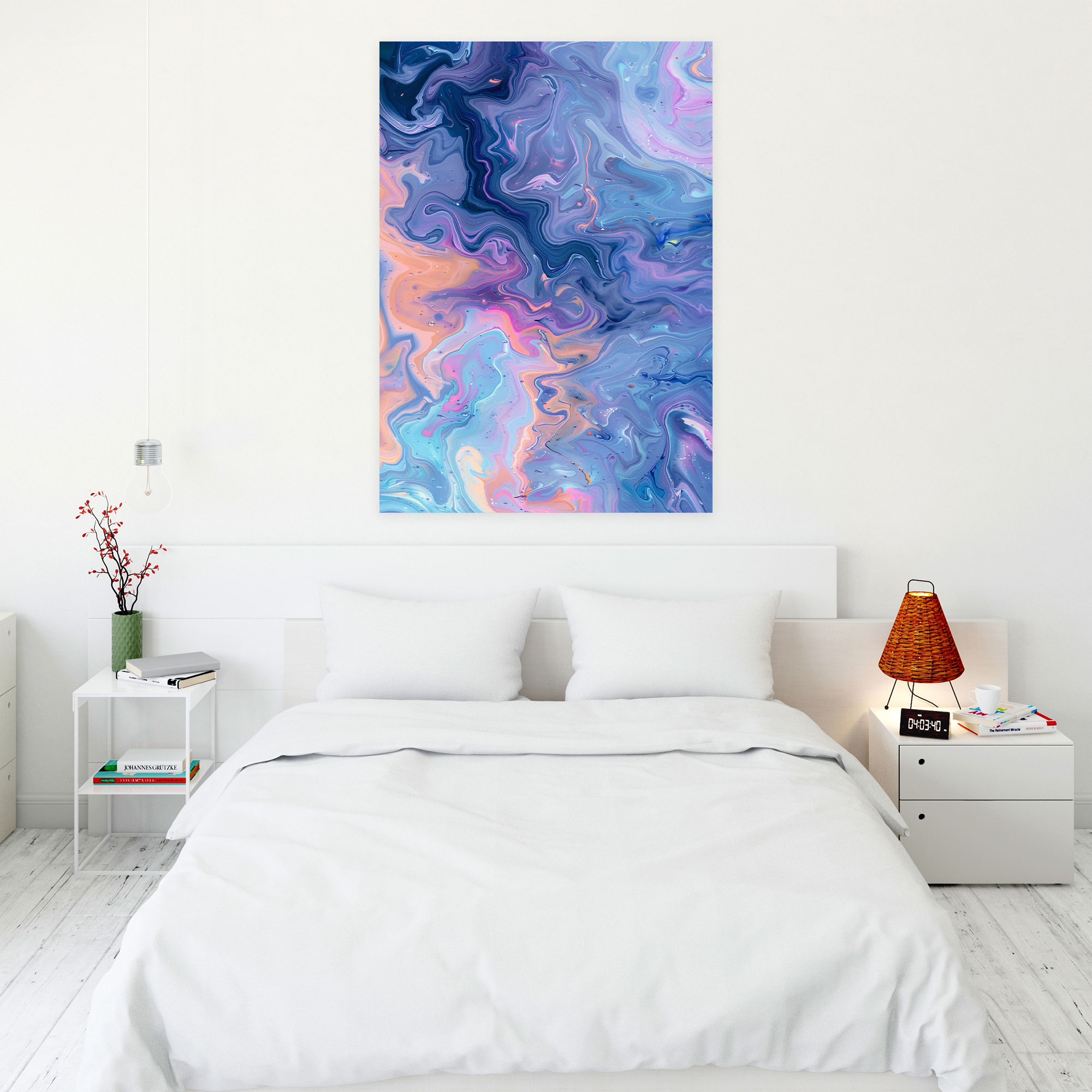 Pastel Swirls Action Painting Canvas Print - Action Painting, Home Decoration, Canvas Wall Art, Wall Decoration