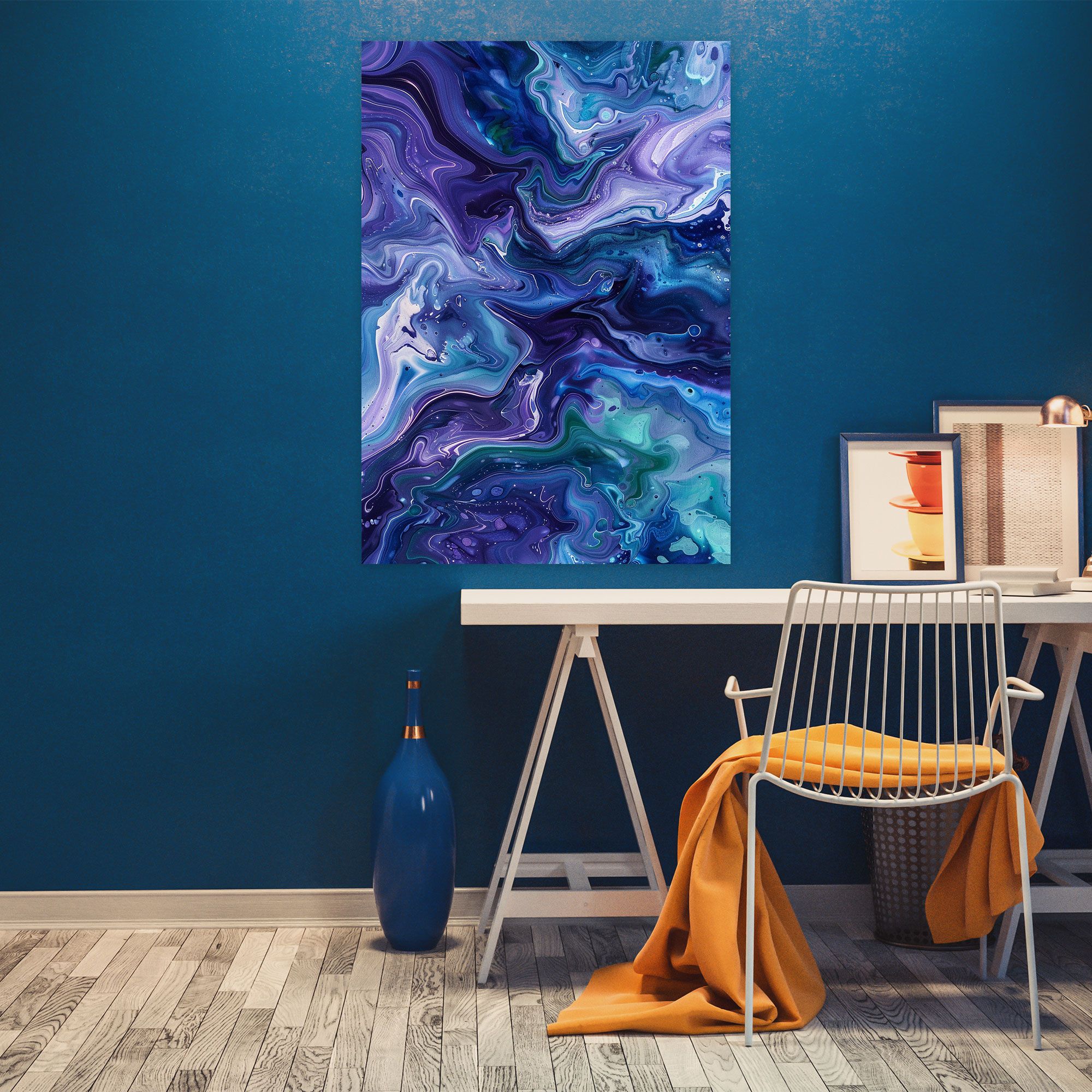 Cool Swirls Action Painting Wall Art - Action Painting, Canvas, Wall Decoration, Action Painting