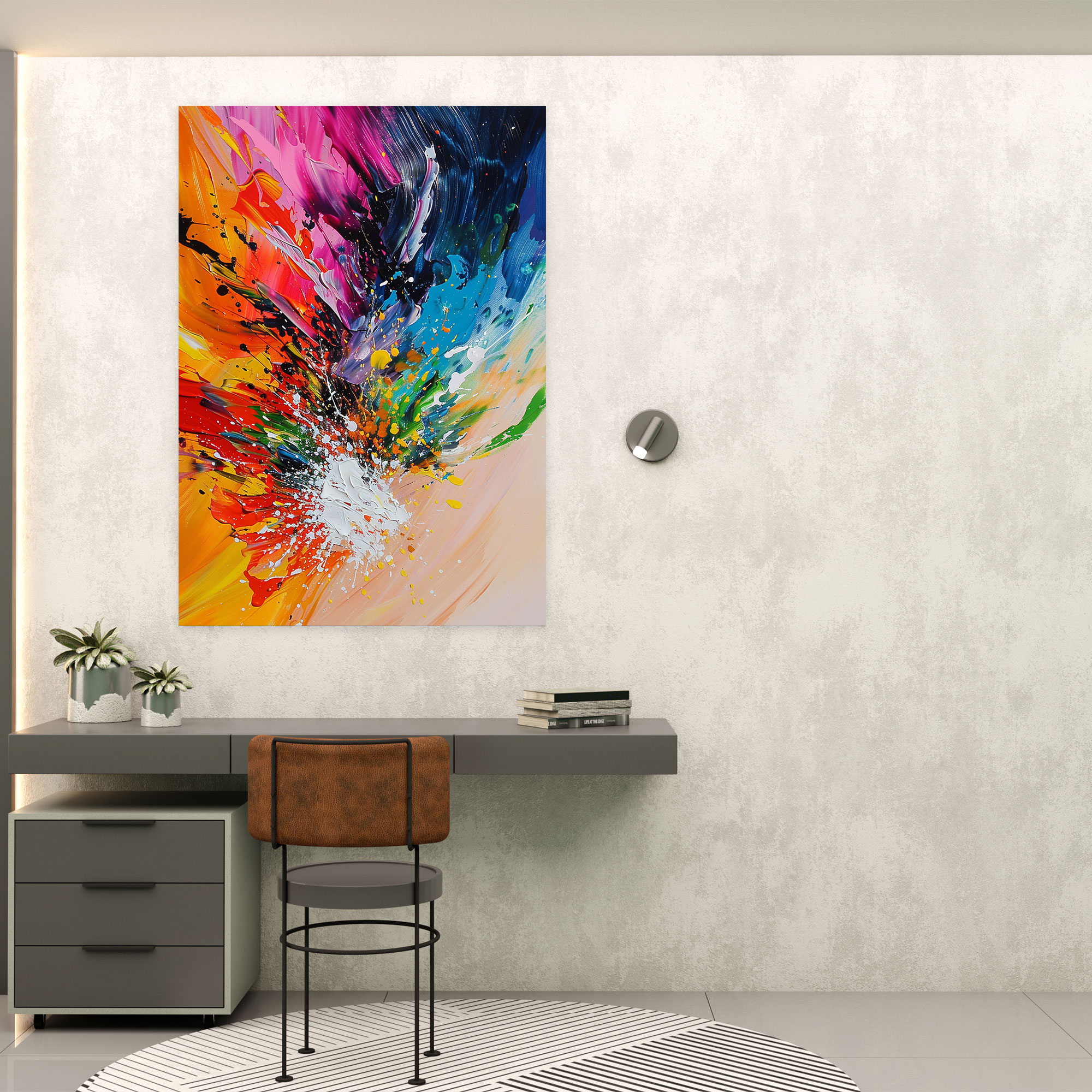 Action Painting Wall Art - Vibrant Brush Strokes Canvas Print - Action Painting, Home Decoration, Wall Decoration, Canvas