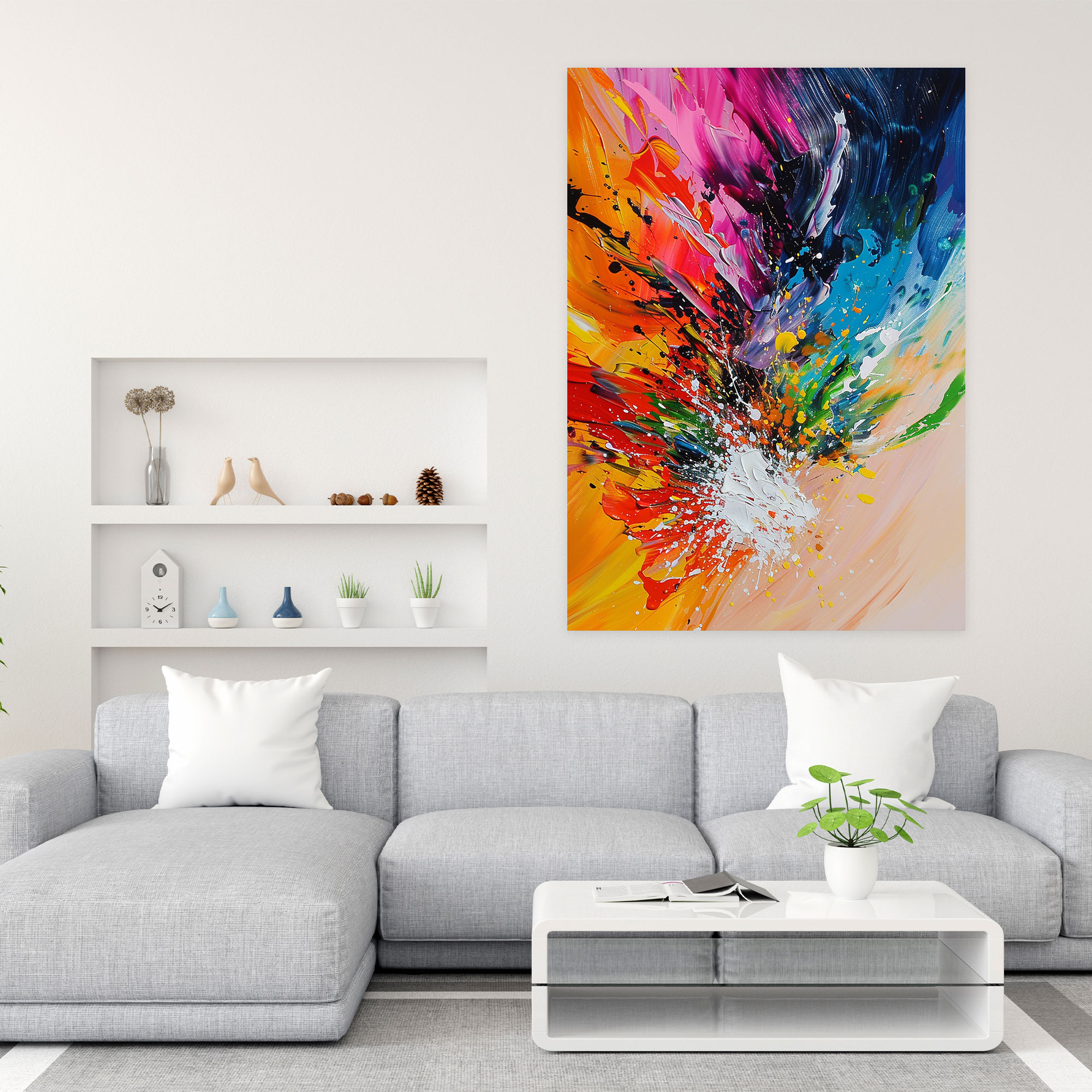 Action Painting Wall Art - Vibrant Brush Strokes Canvas Print - Action Painting, Home Decoration, Wall Decoration, Canvas