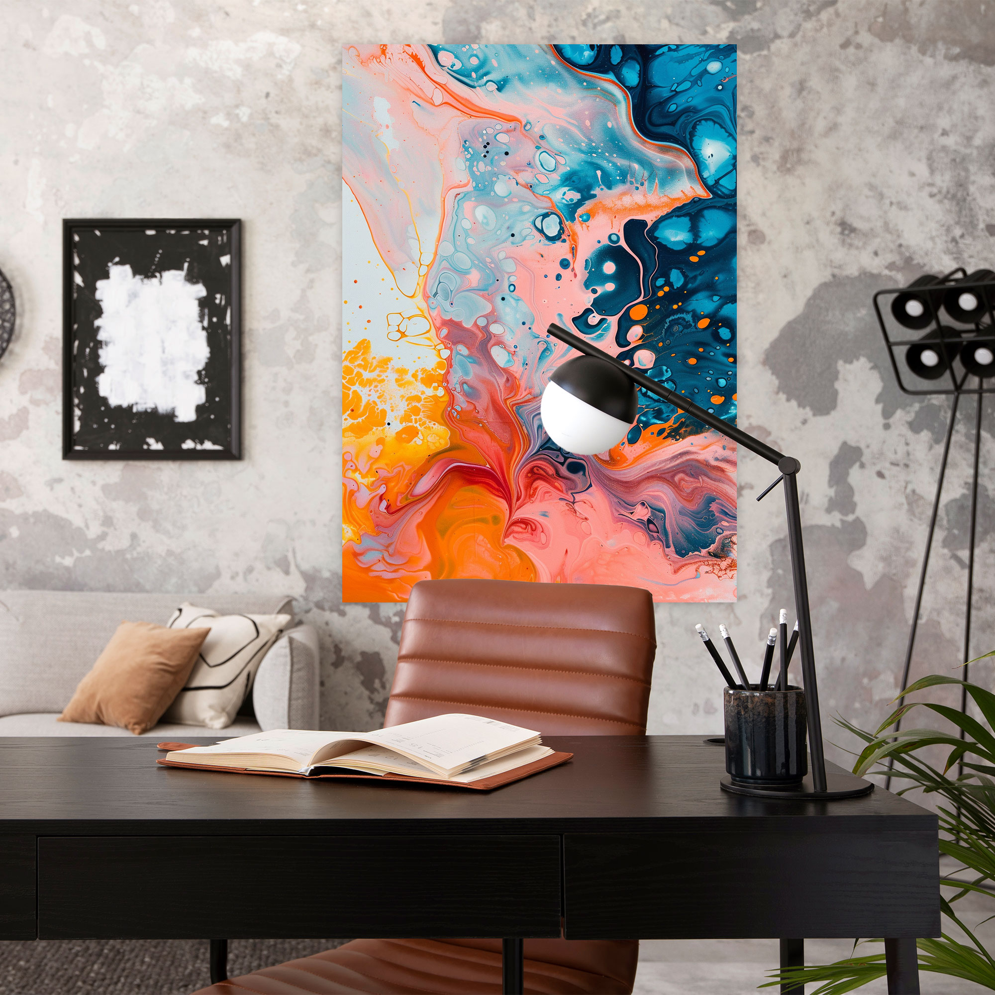 Action Painting Wall Decoration - Fluid Forms Canvas Print - Action Painting, Home Decoration, Action Painting, Canvas
