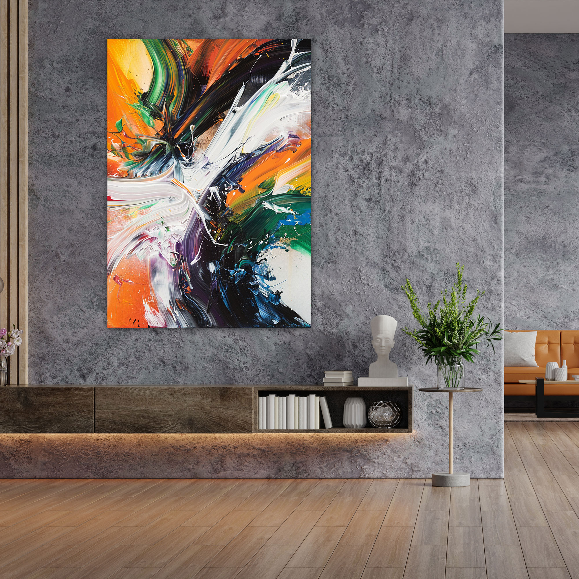 Dynamic Action Painting Wall Art - Action Painting, Home Decoration, Action Painting, Canvas Wall Art