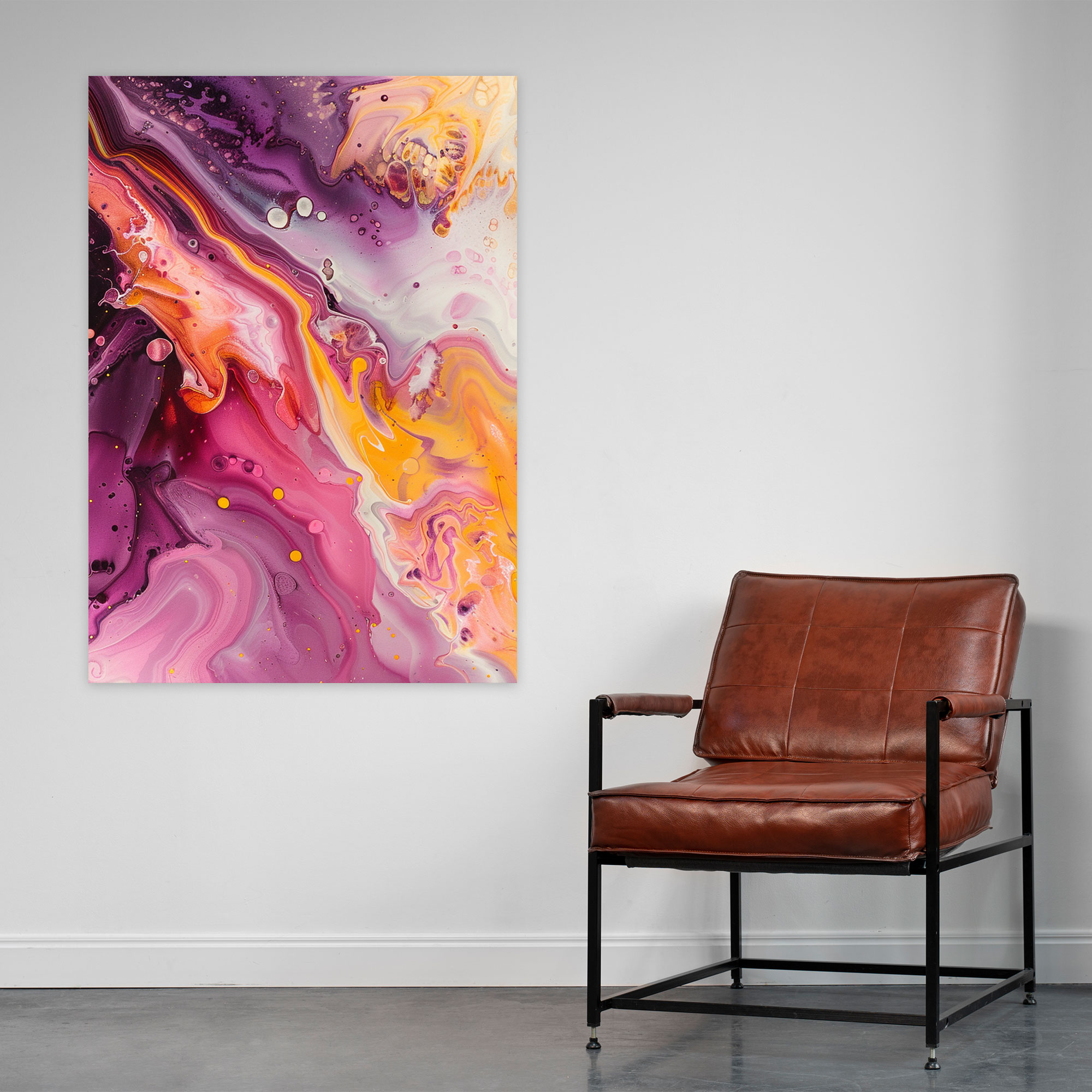 Organic Shapes Action Painting Wall Art - Action Painting, Wall Art, Canvas Wall Art, Home Decoration