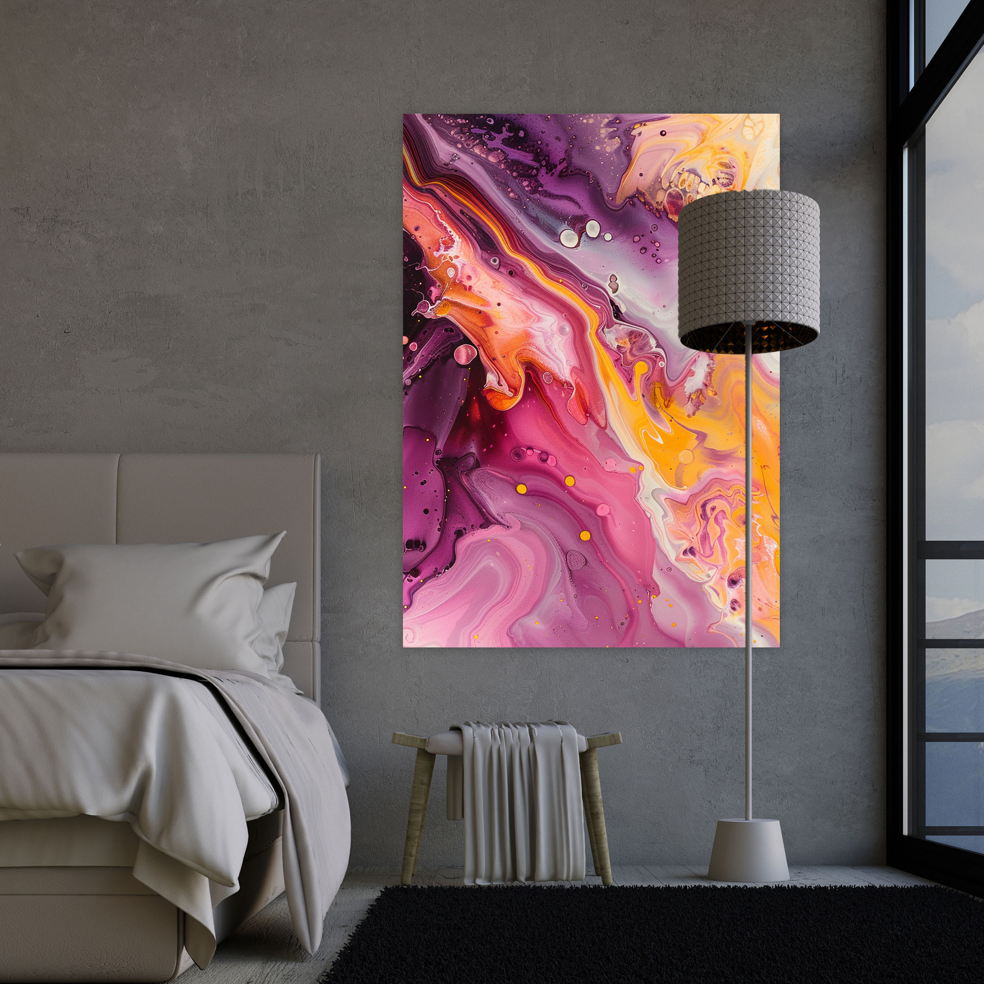 Organic Shapes Action Painting Wall Art - Action Painting, Wall Art, Canvas Wall Art, Home Decoration