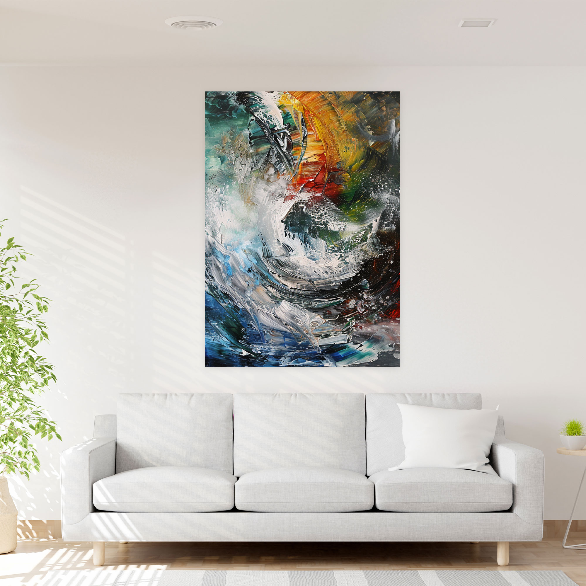 Energetic Movement Action Painting Wall Decoration - Action Painting, Canvas Print, Wall Art, Home Decoration