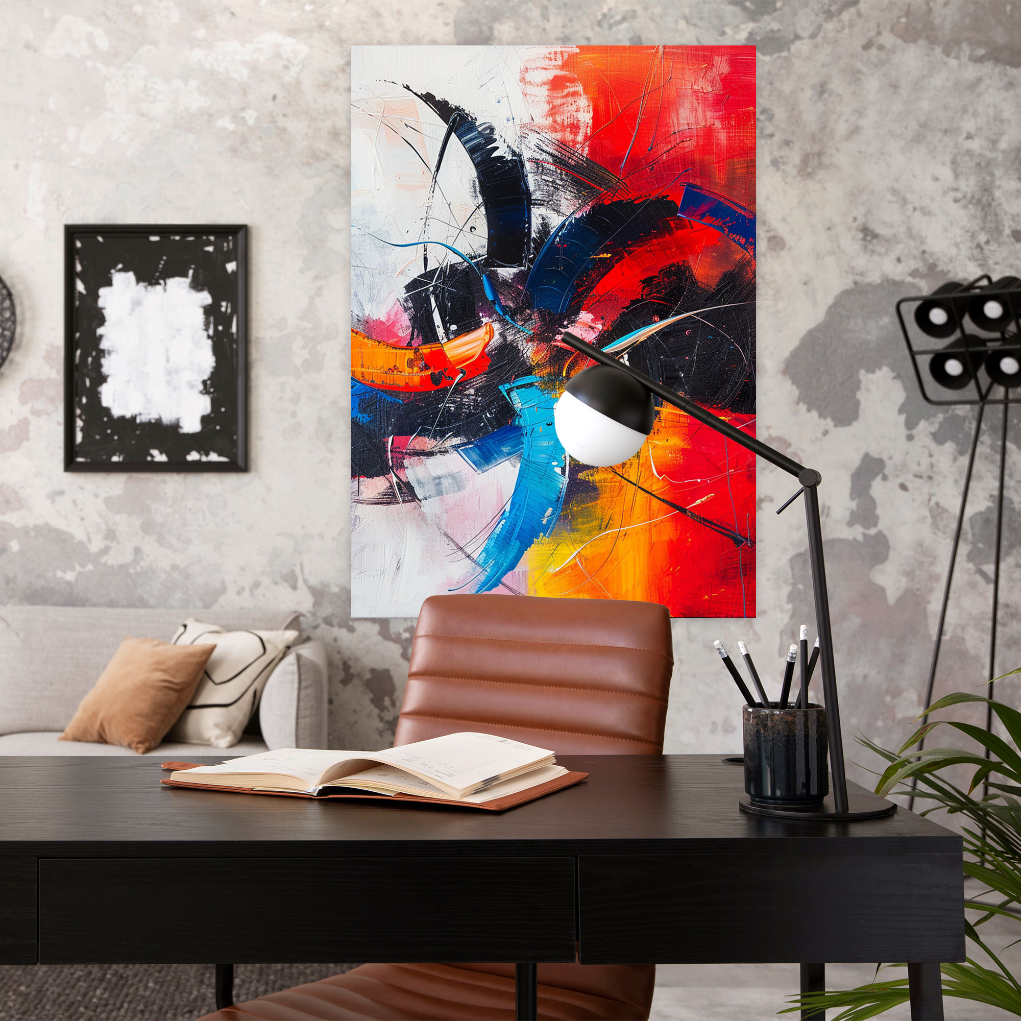 Dynamic Abstract Action Painting Wall Art - Action Painting, Wall Art, Canvas, Wall Decoration