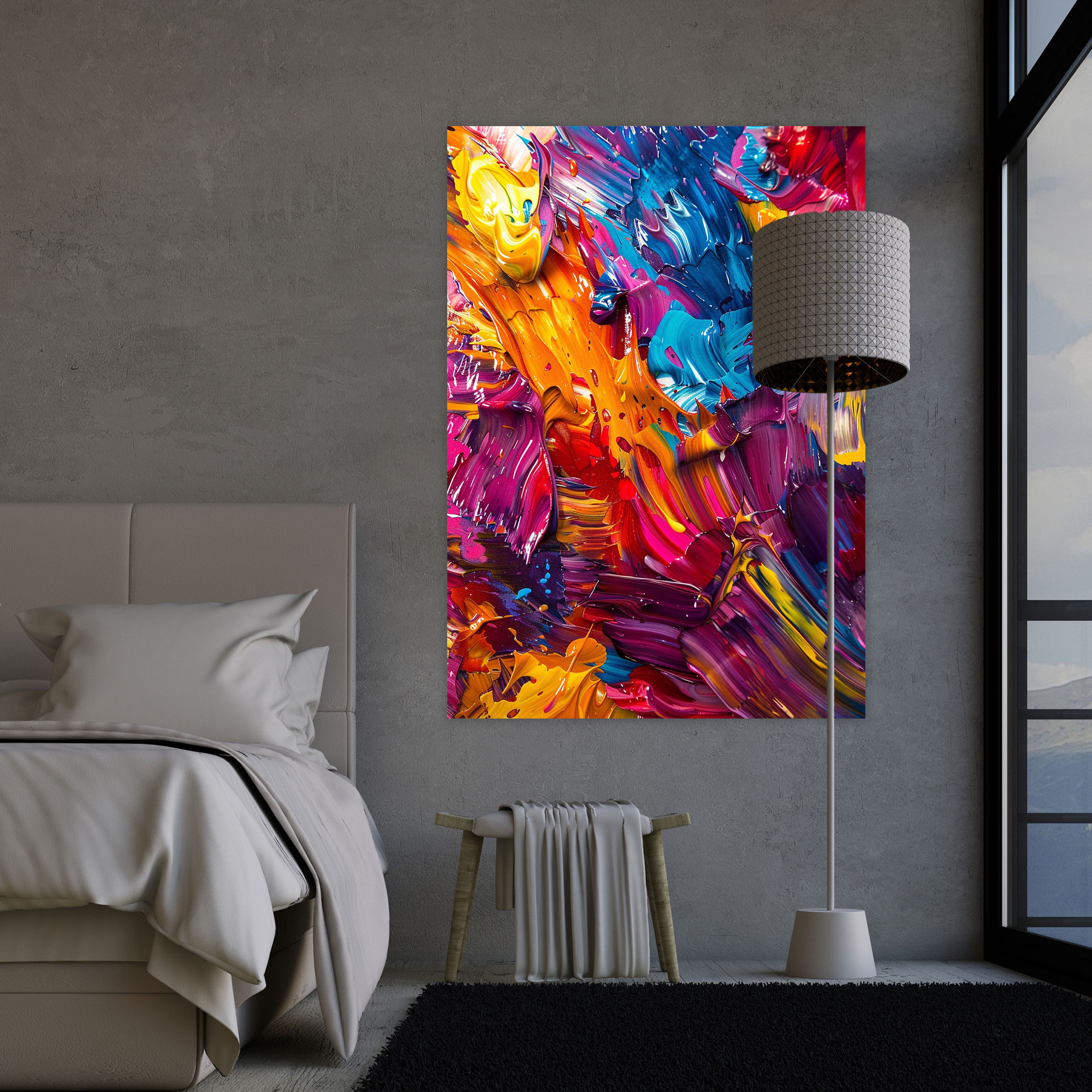 Intense Color Palette Action Painting Canvas Print - Action Painting, Canvas, Home Decoration, Canvas Wall Art