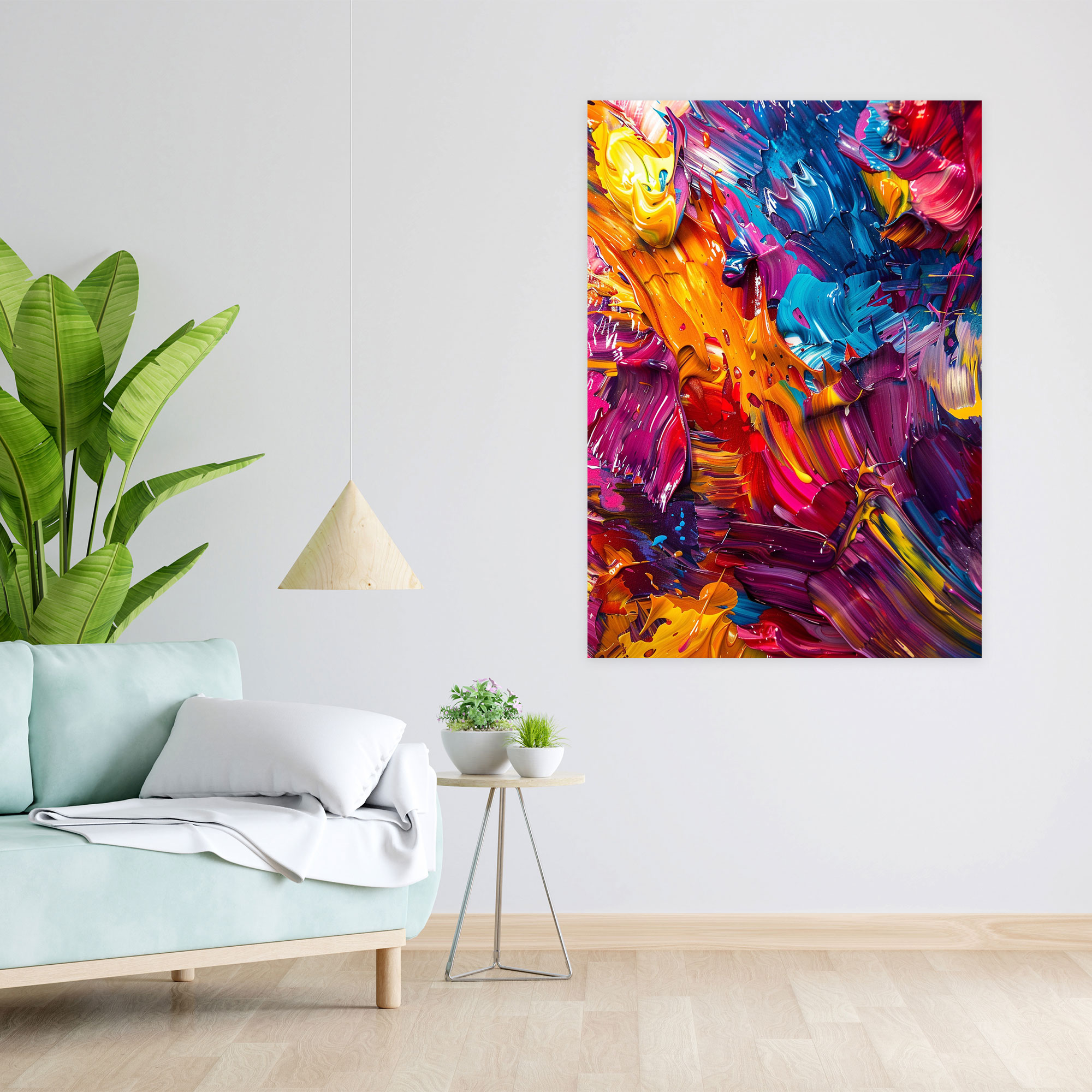 Intense Color Palette Action Painting Canvas Print - Action Painting, Canvas, Home Decoration, Canvas Wall Art