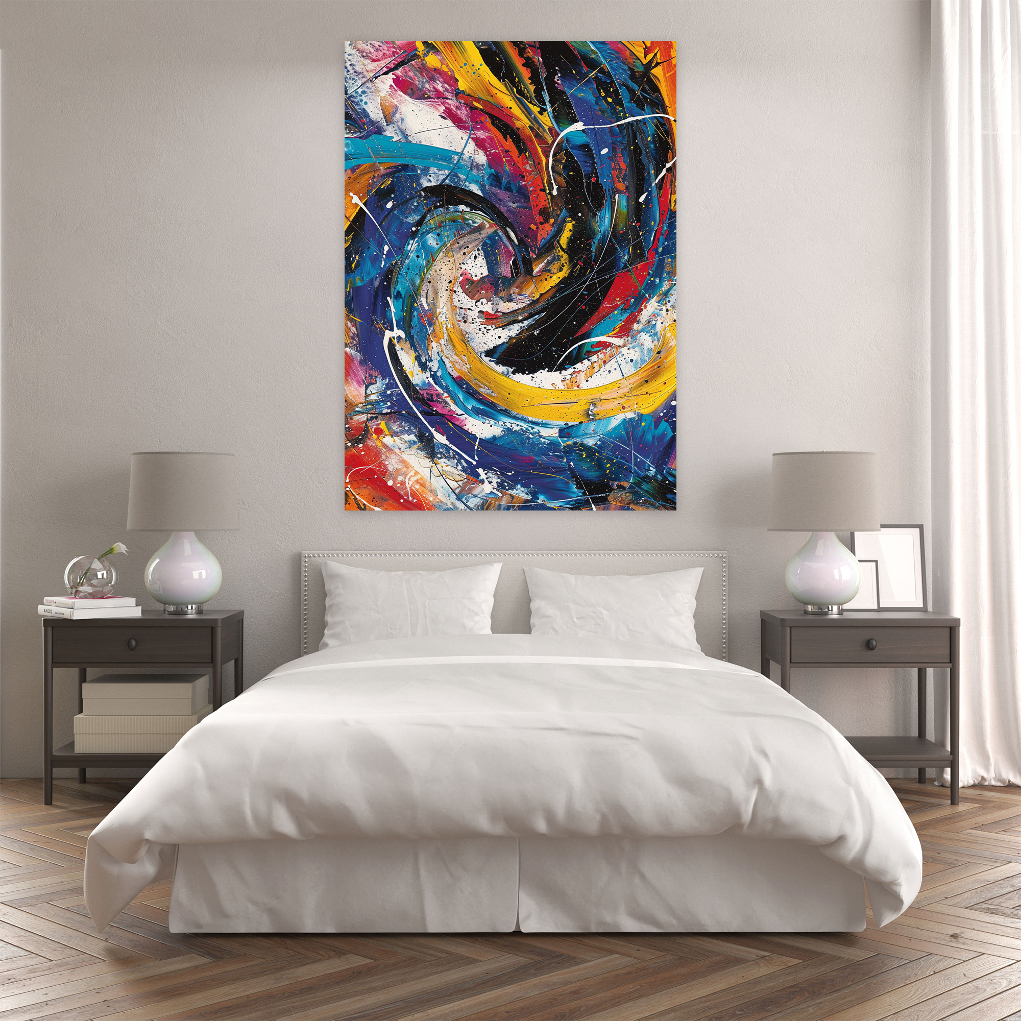 Dynamic Action Painting Canvas Print - Action Painting, Canvas Wall Art, Energetic Strokes, Swirls