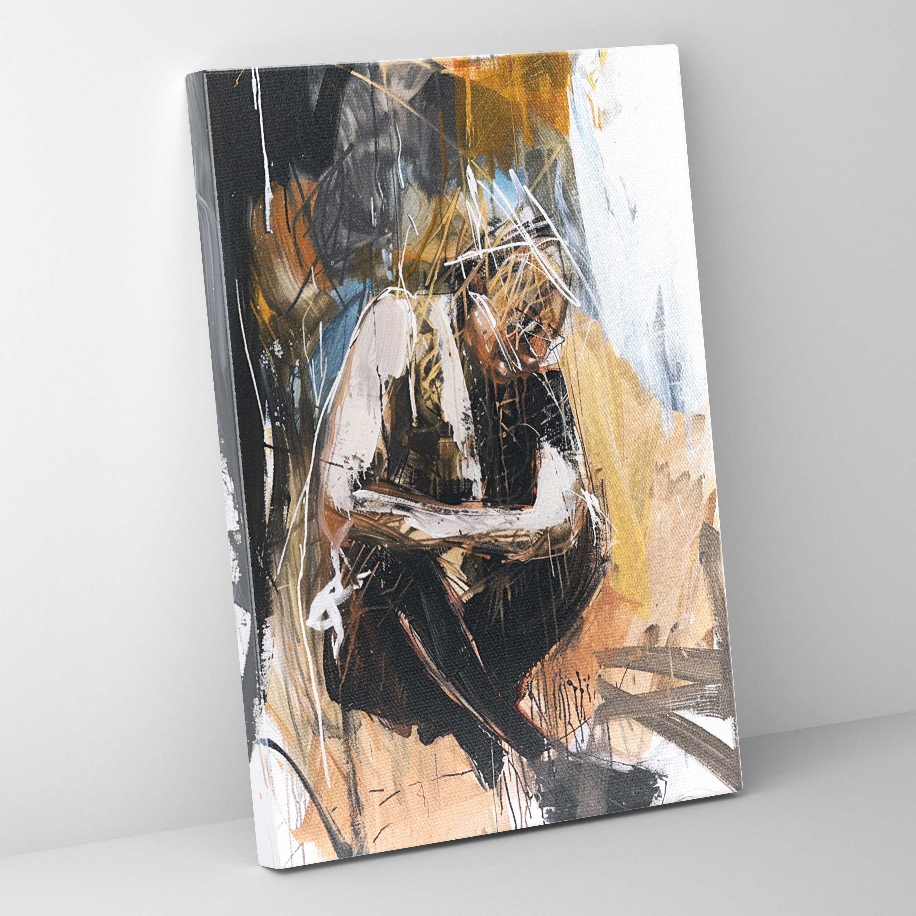 Earth Tones Action Painting Wall Art - Action Painting, Wall Art, Home Decoration, Canvas