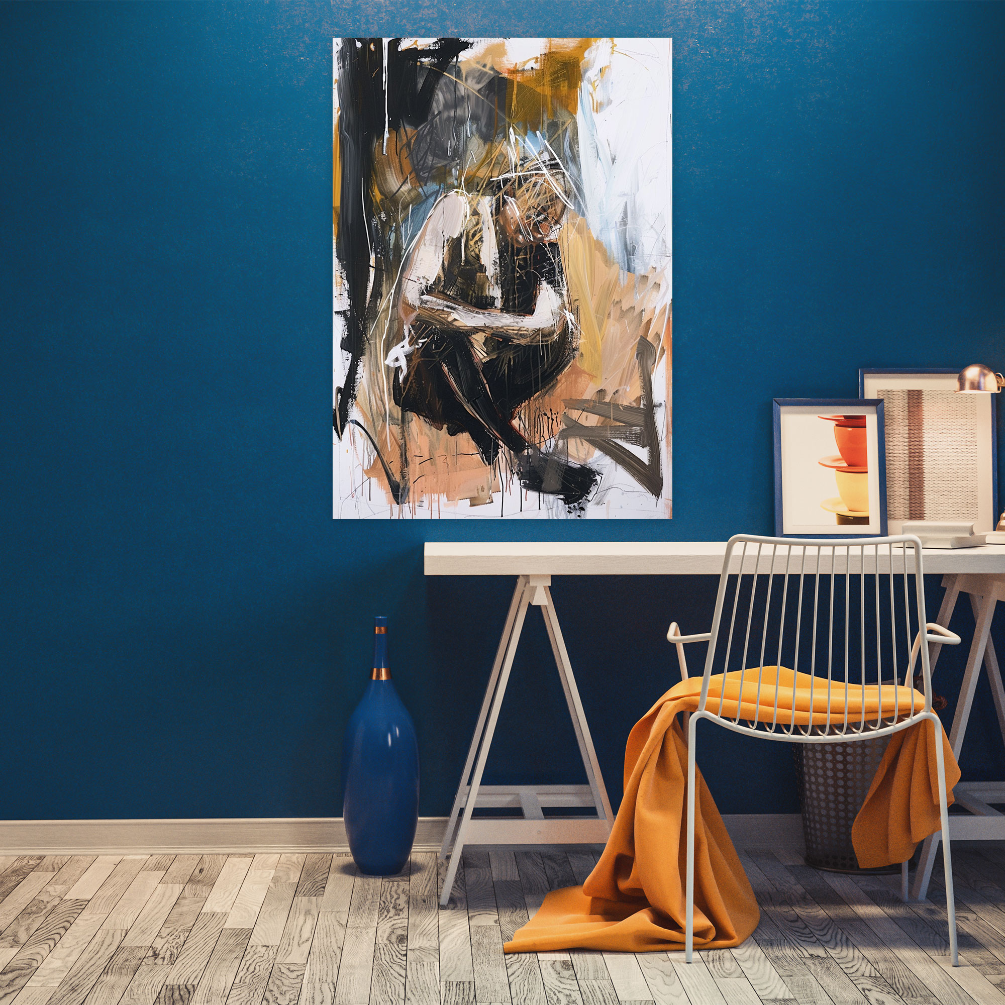 Earth Tones Action Painting Wall Art - Action Painting, Wall Art, Home Decoration, Canvas