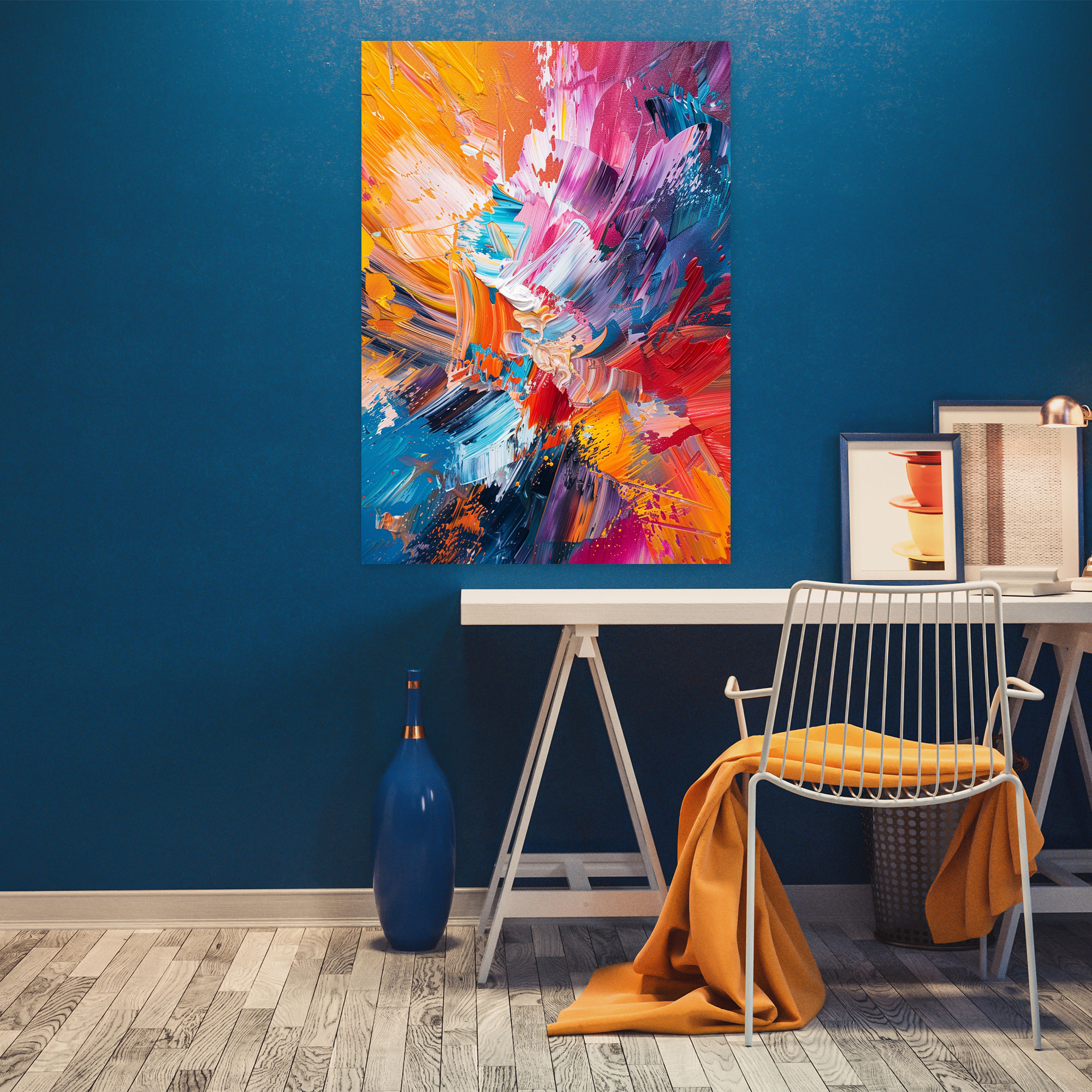 Chaos Of Colors Wall Decoration - Action Painting, Intense Colors, Canvas Print, Wall Decoration