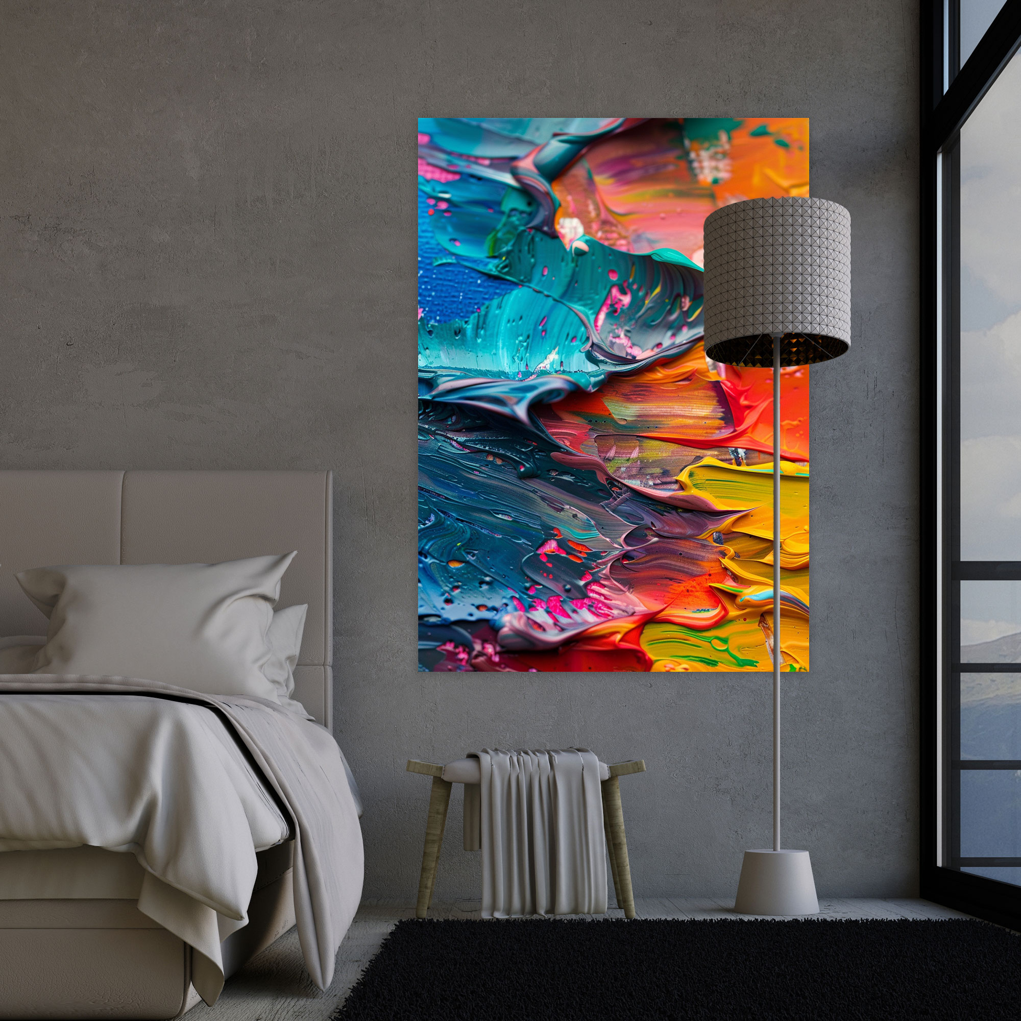 Textured Action Painting Canvas Print - Action Painting, Wall Art, Wall Decoration, Canvas Print