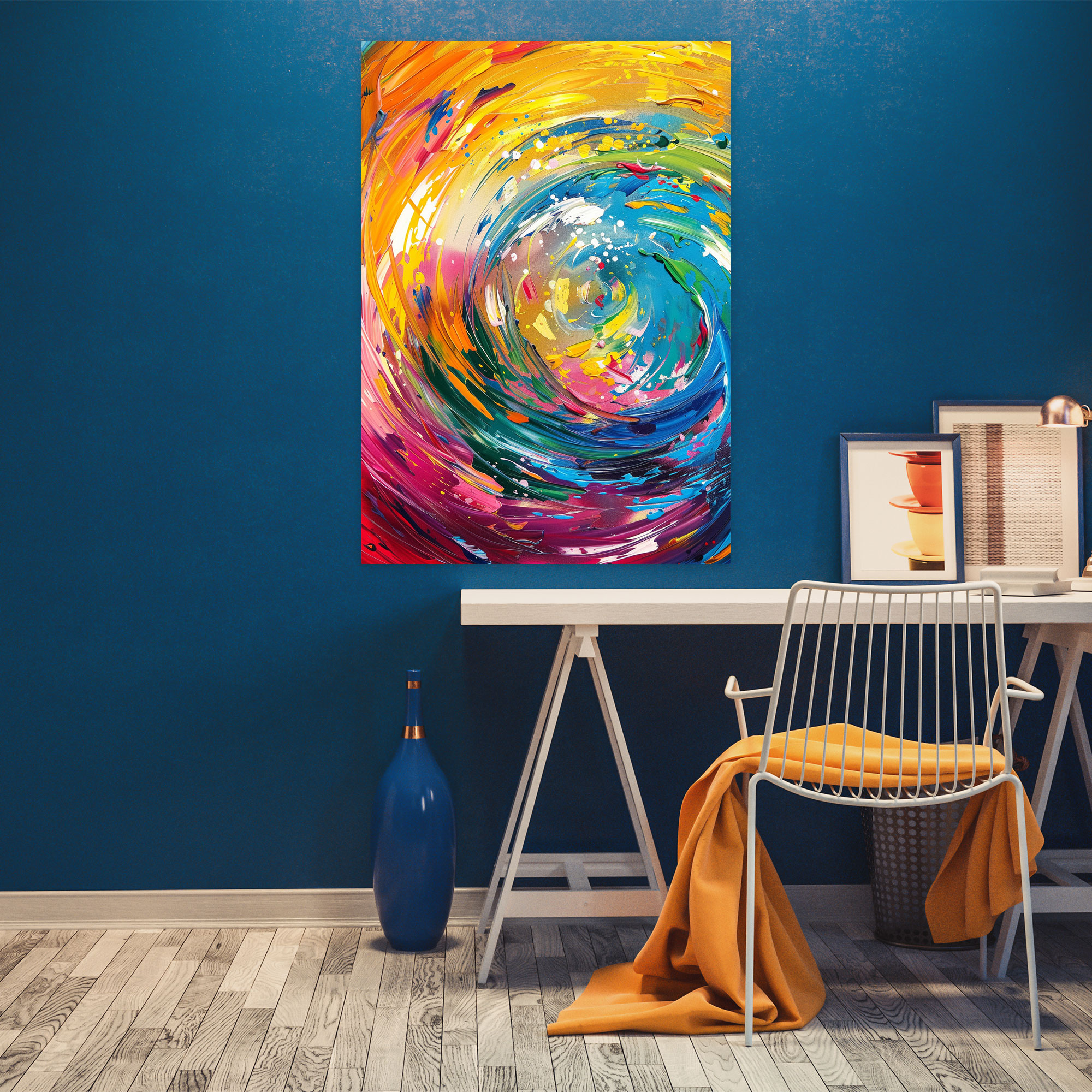 Action Painting Wall Decoration - Action Painting, Bright Colors, Home Decoration, Canvas Print