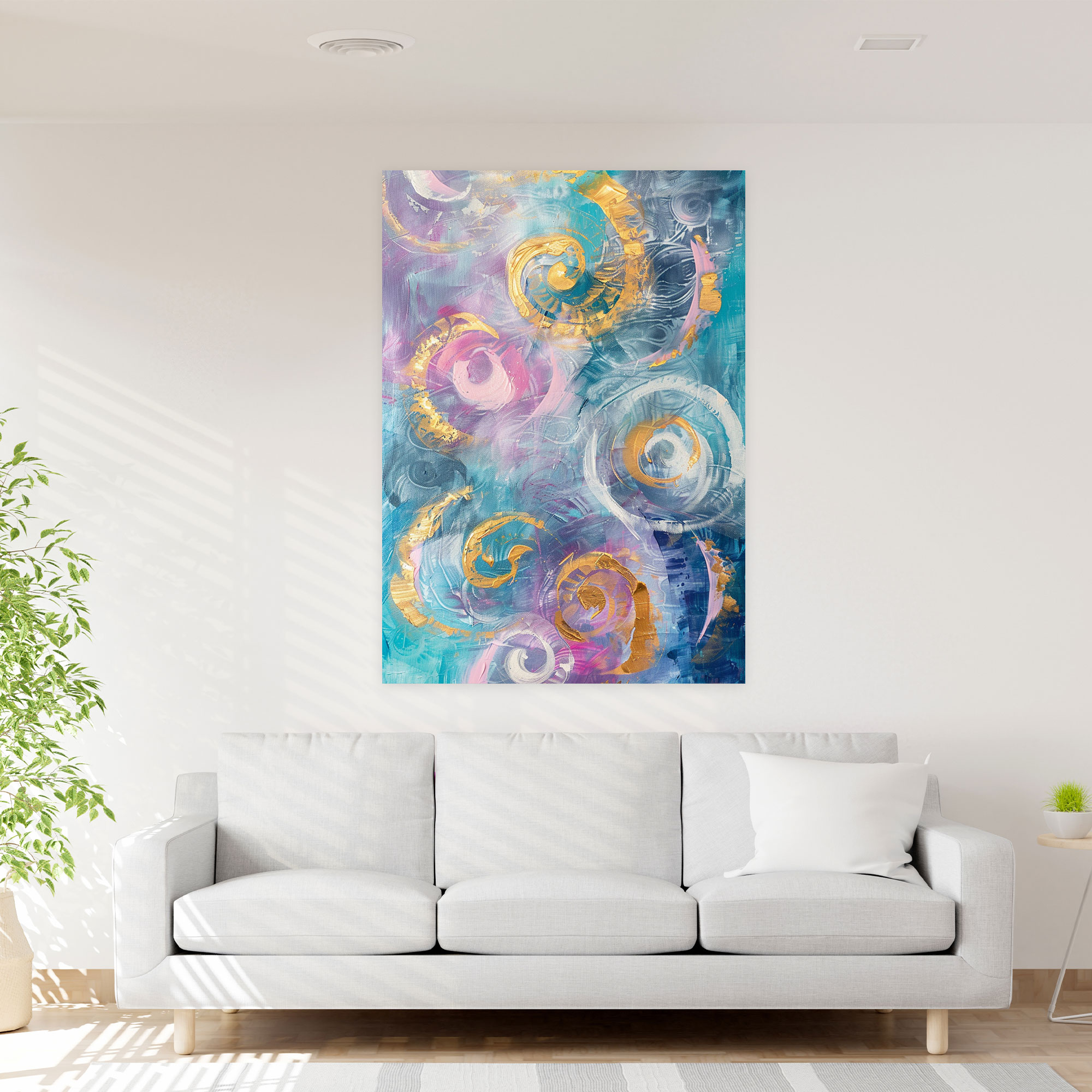 Action Painting Wall Art - Action Painting, Pastel Swirls, Canvas Wall Art, Wall Decoration