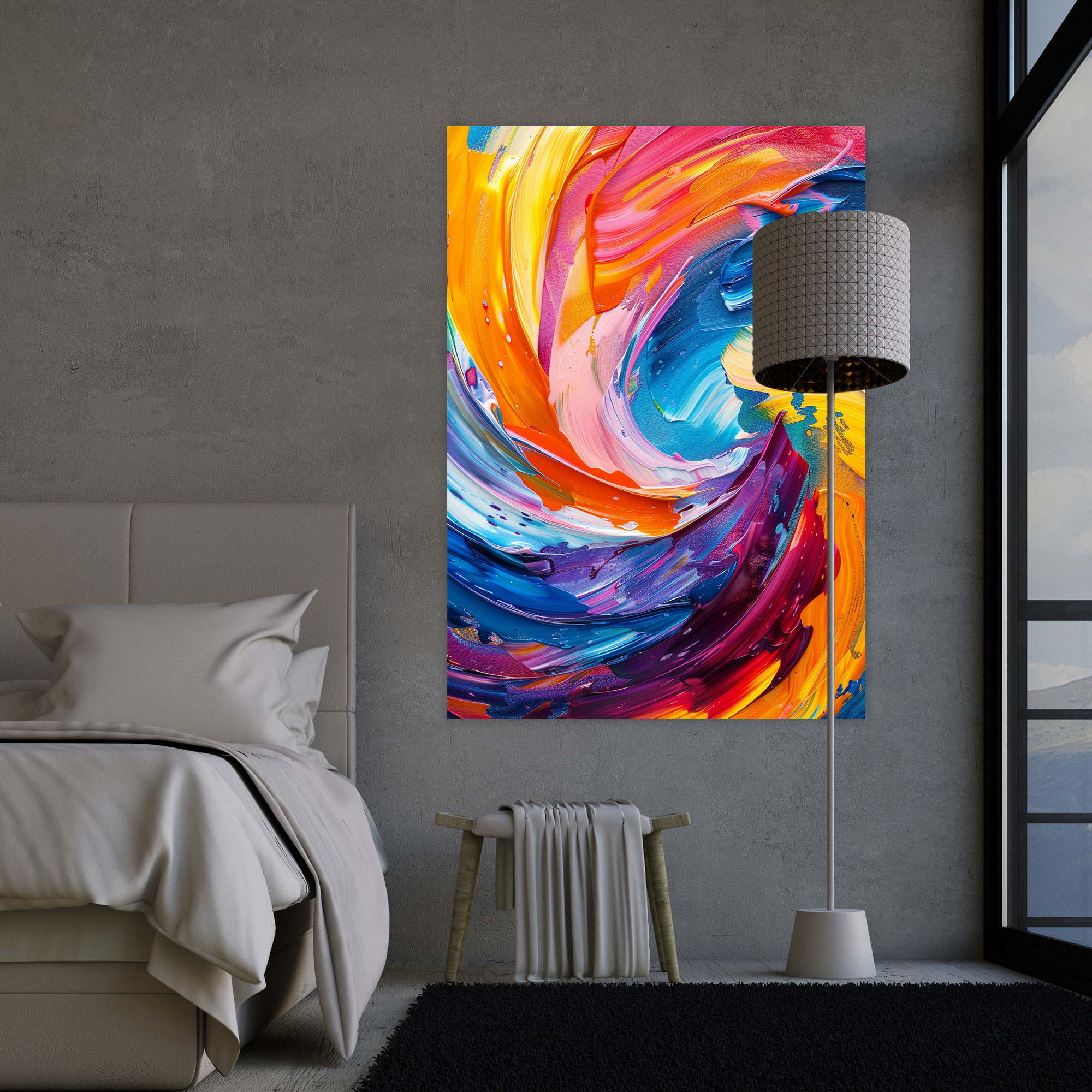 Action Painting Canvas Print: Colorful Abstract Swirl - Action Painting, Home Decoration, Action Painting, Canvas