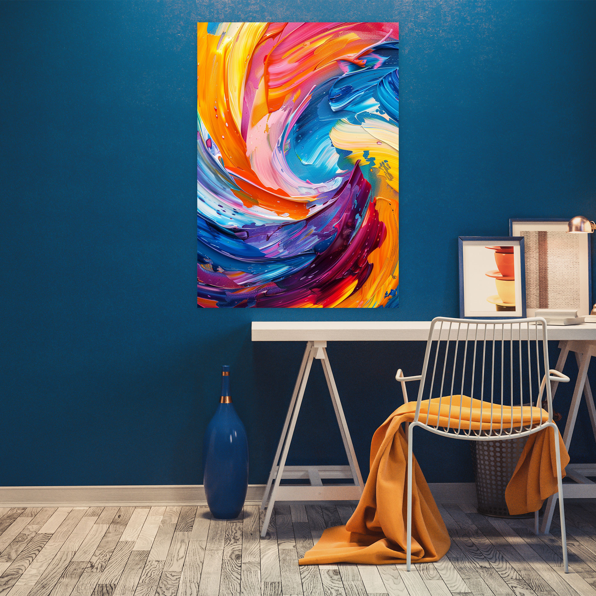 Action Painting Canvas Print: Colorful Abstract Swirl - Action Painting, Home Decoration, Action Painting, Canvas