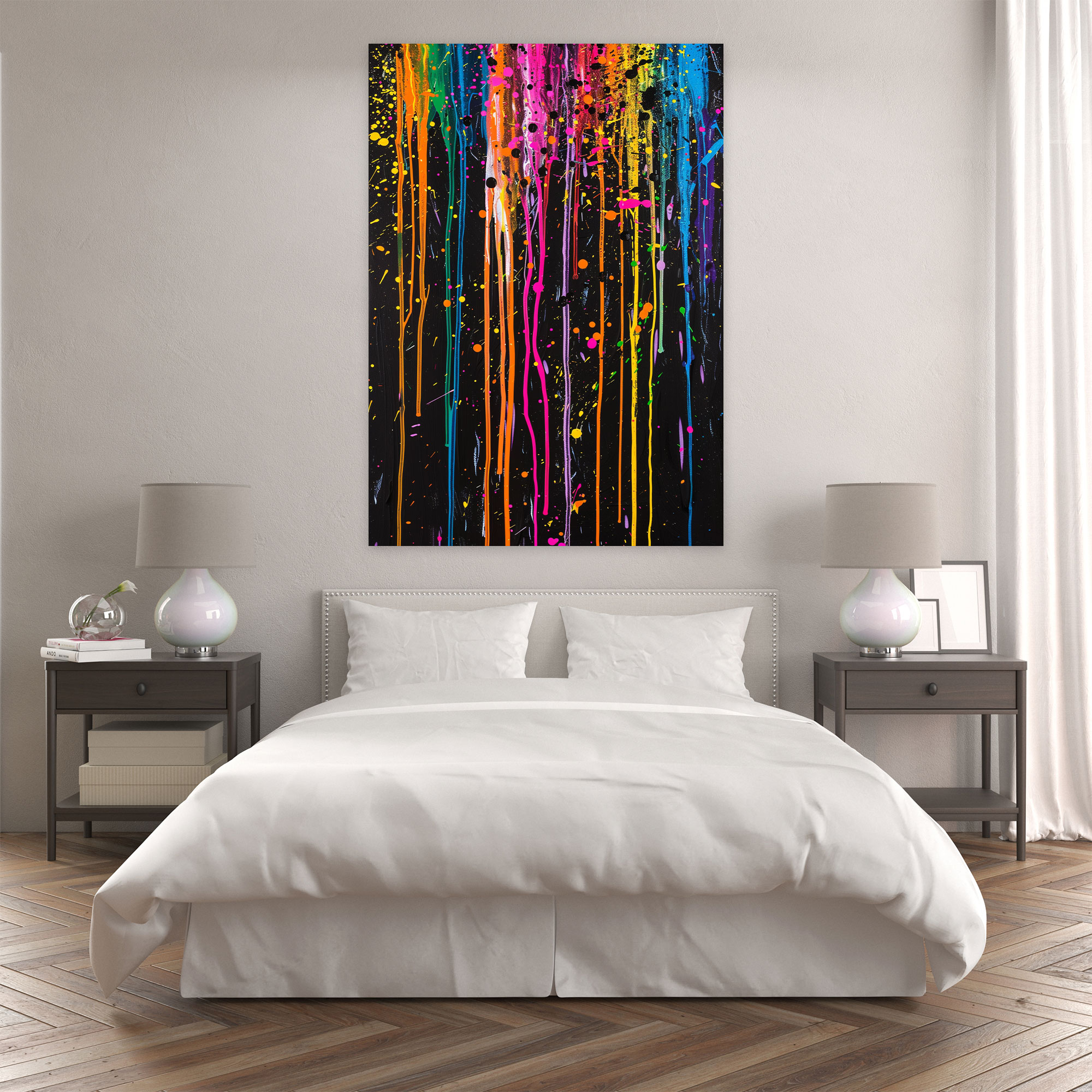 Action Painting Wall Art: Vibrant Color Splatters - Action Painting, Action Painting, Wall Art, Home Decoration