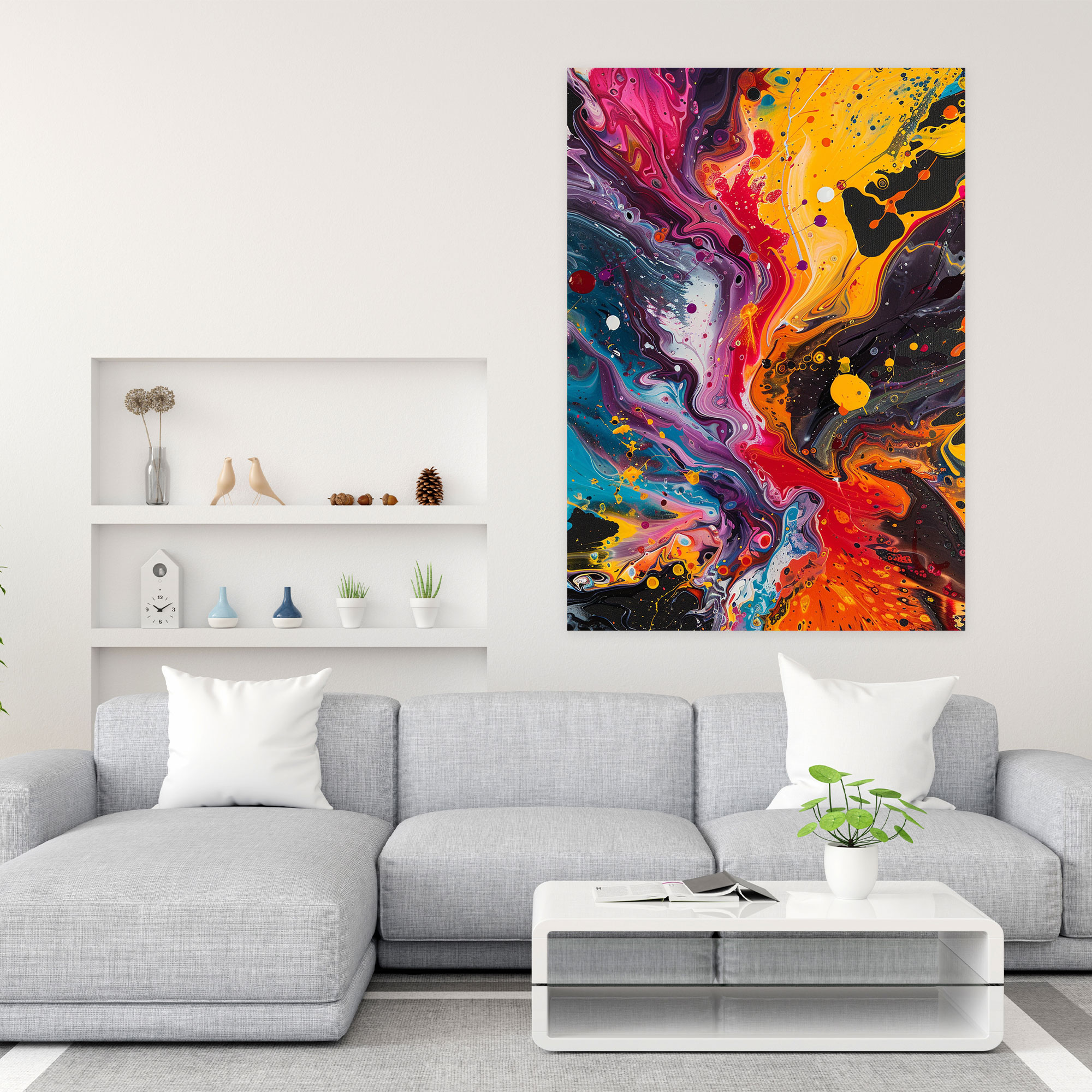 Action Painting Canvas Print: Swirling Paint Patterns - Action Painting, Wall Decoration, Wall Art, Canvas