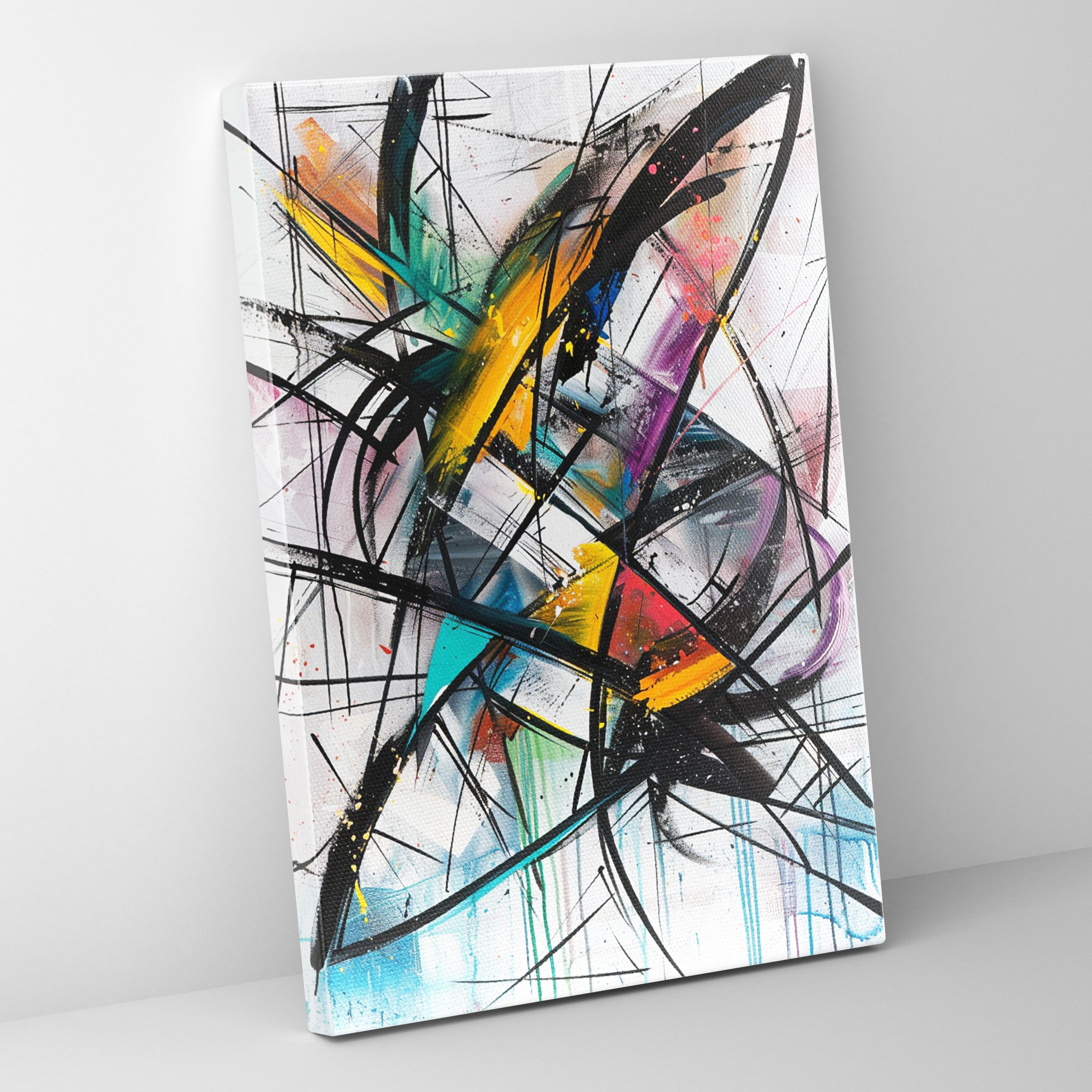 Action Painting Wall Art: Dynamic Brushstroke Composition - Action Painting, Action Painting, Home Decoration, Canvas Wall Art