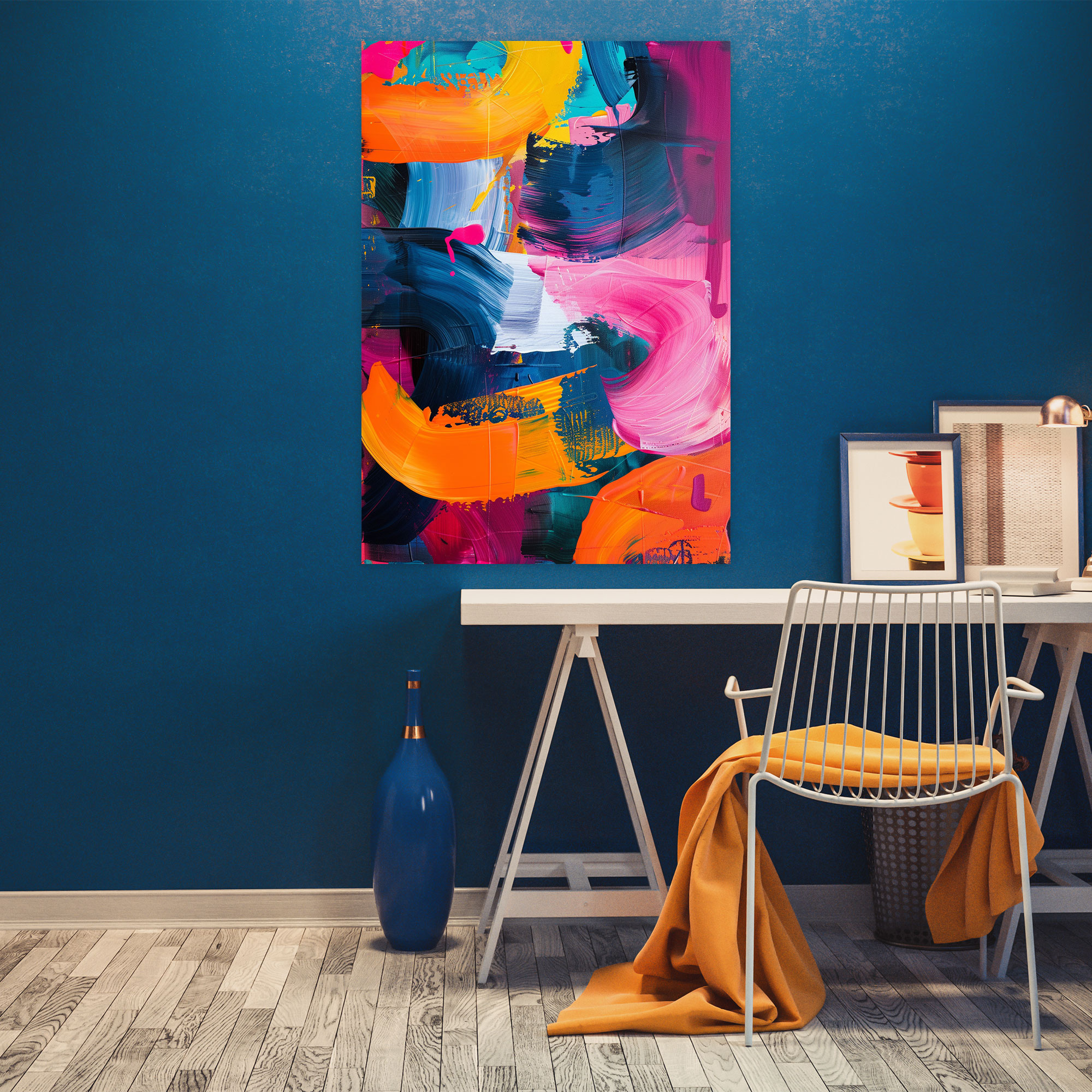 Action Painting Canvas Print - Bright And Vibrant Abstract Shapes - Action Painting, Home Decoration, Canvas, Canvas Wall Art