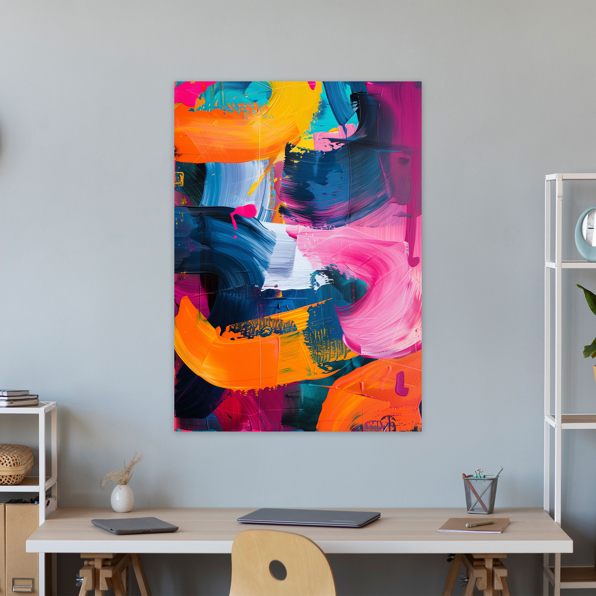 Action Painting Canvas Print - Bright And Vibrant Abstract Shapes - Action Painting, Home Decoration, Canvas, Canvas Wall Art