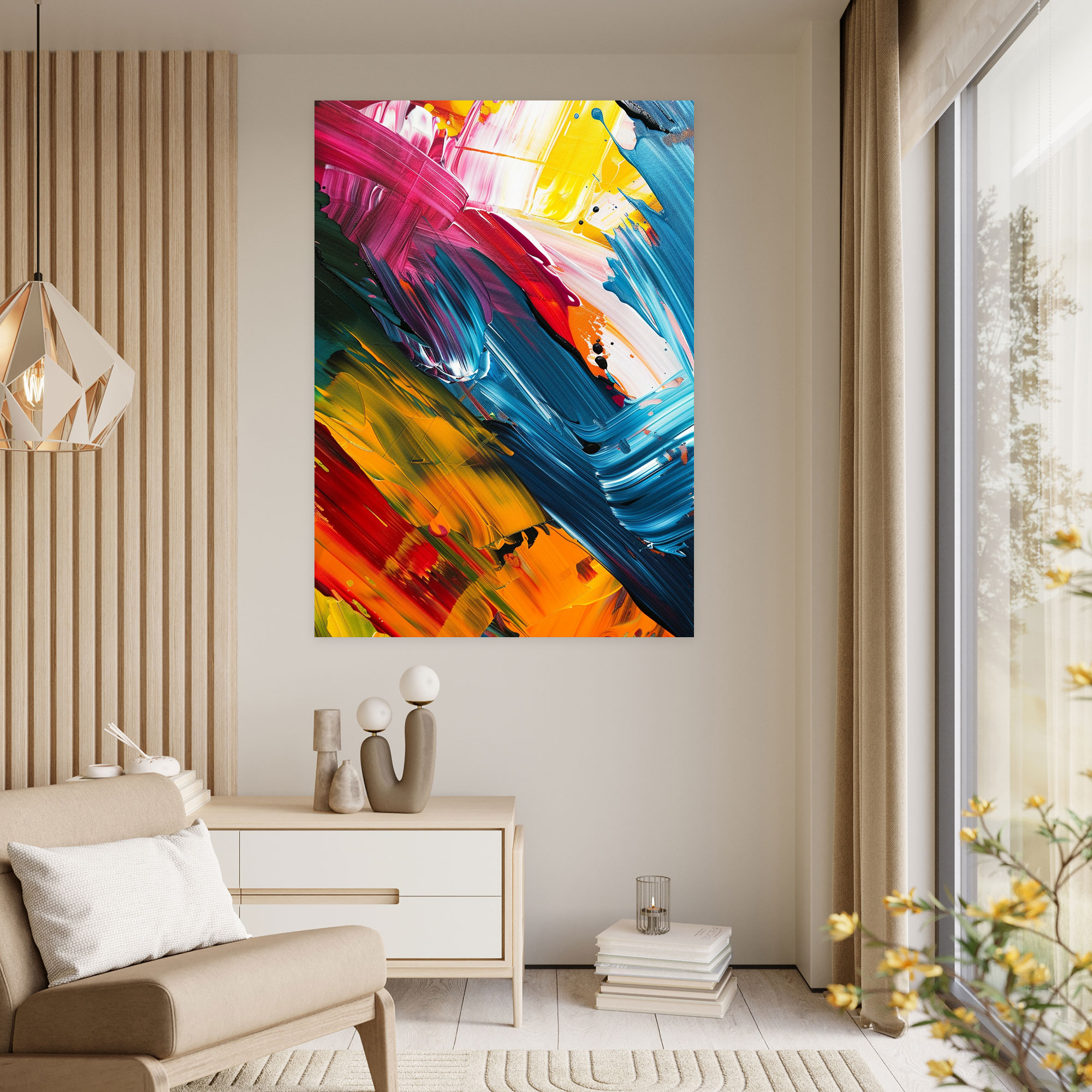 Action Painting Wall Art - Energetic Brush Strokes - Action Painting, Canvas, Wall Art, Home Decoration